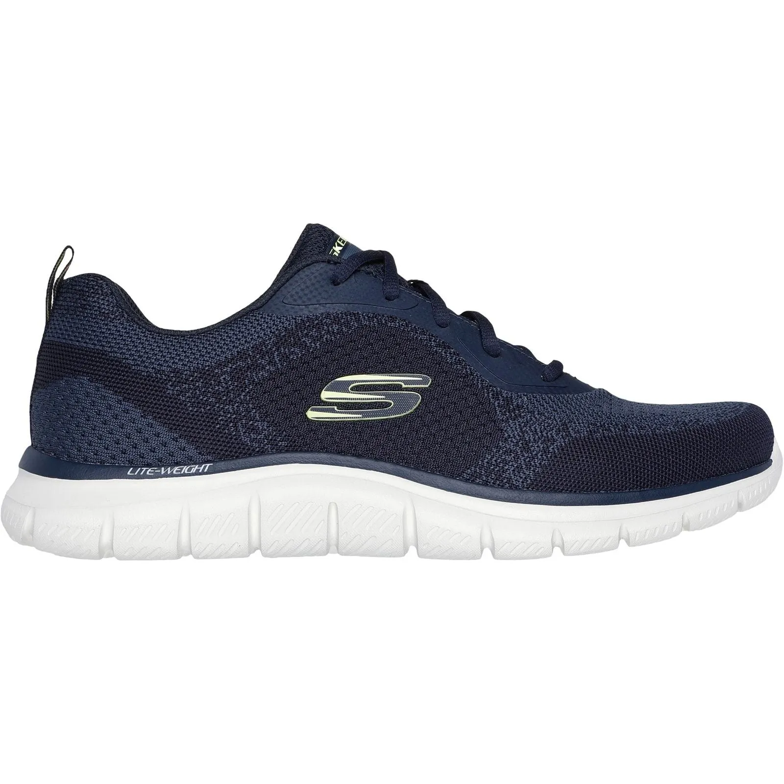 Skechers Mens Track Glendor Shoe Navy/Lime Sail Vibe Memory Foam Wellness Seekers