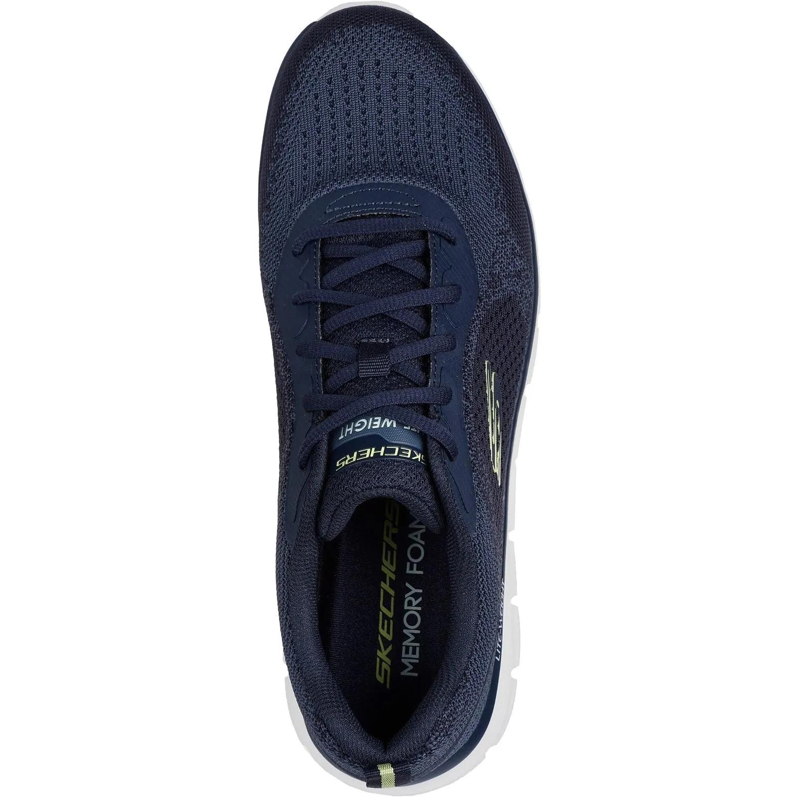 Comfort support Ergonomic Shape Skechers Mens Track Glendor Shoe Navy/Lime