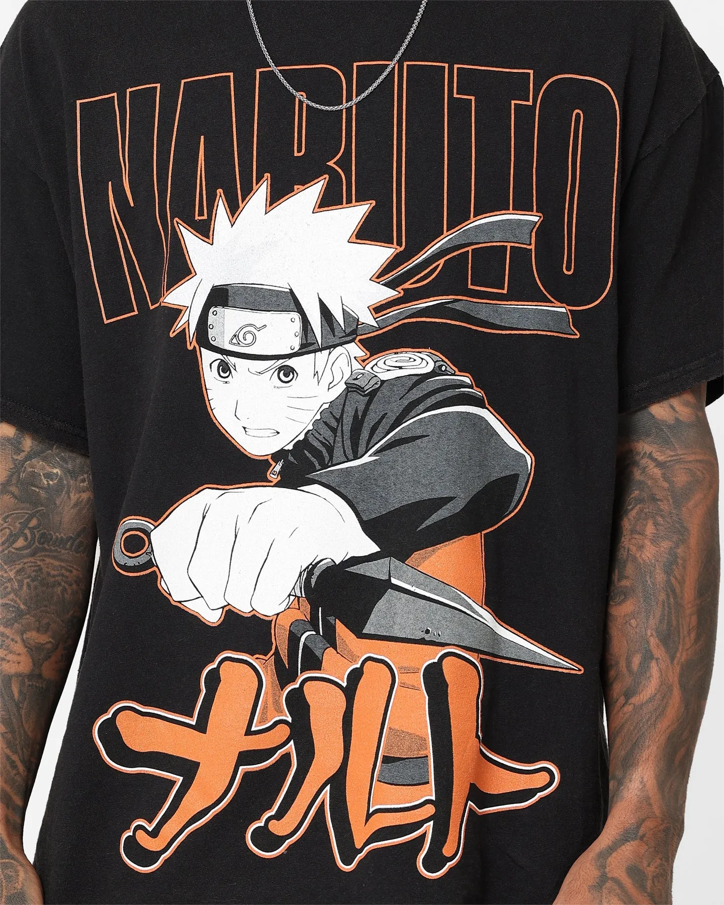 Stylish Casual Goat Crew X Naruto Naruto Vintage T-Shirt Black Wash