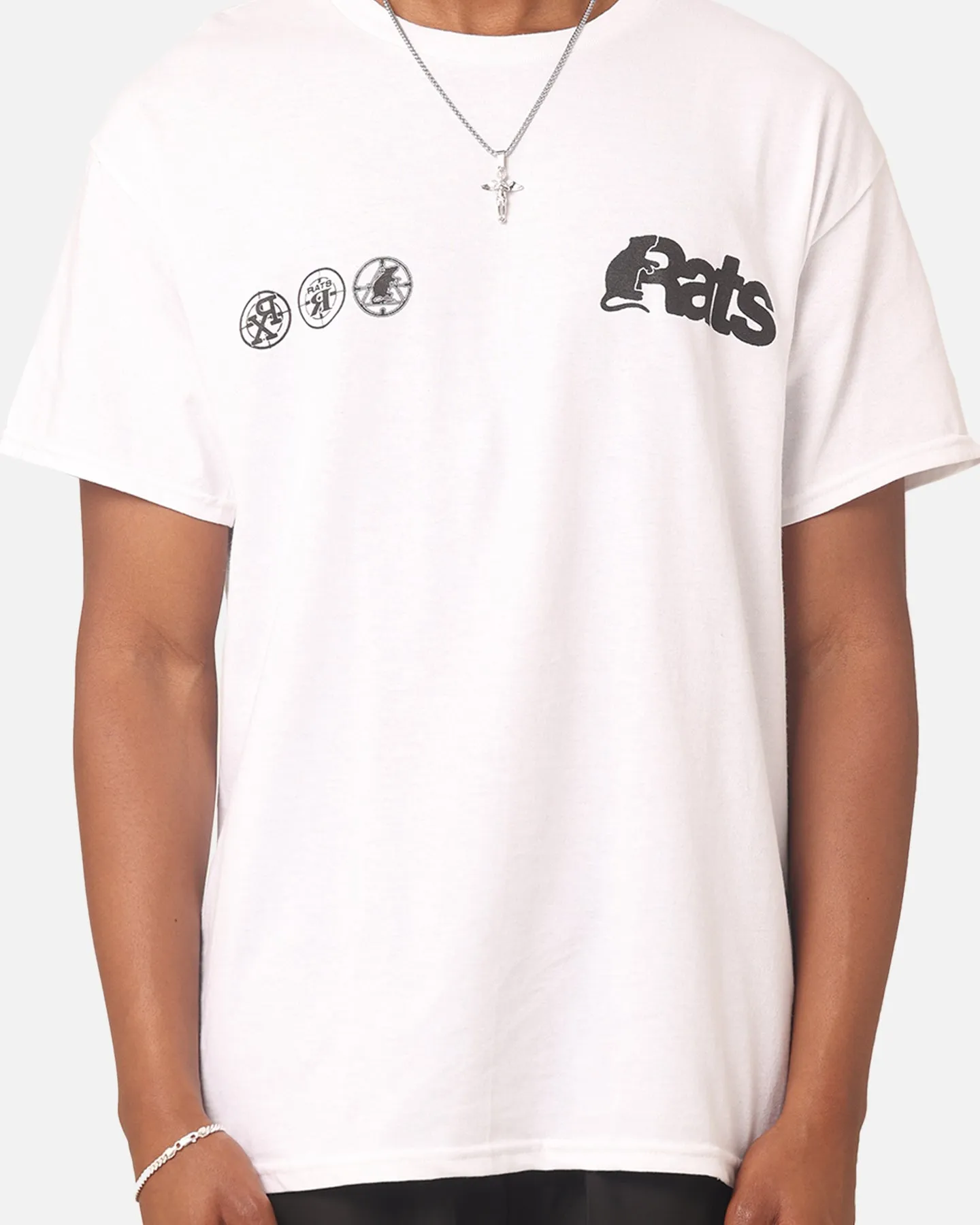 Recycled Polyester Chic and Cozy Wear Rats Get Fat Drain Gang T-Shirt White