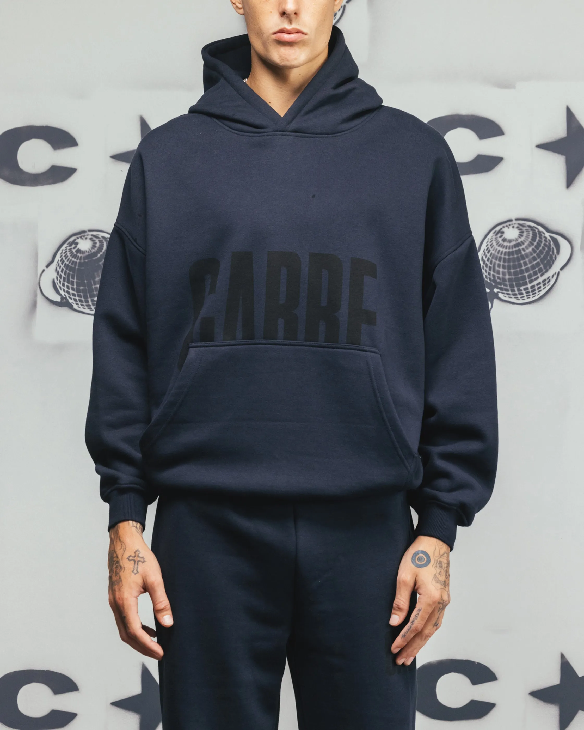 Carre Premium Essentials Hoodie Steel/Black library outfit Cozy Wear