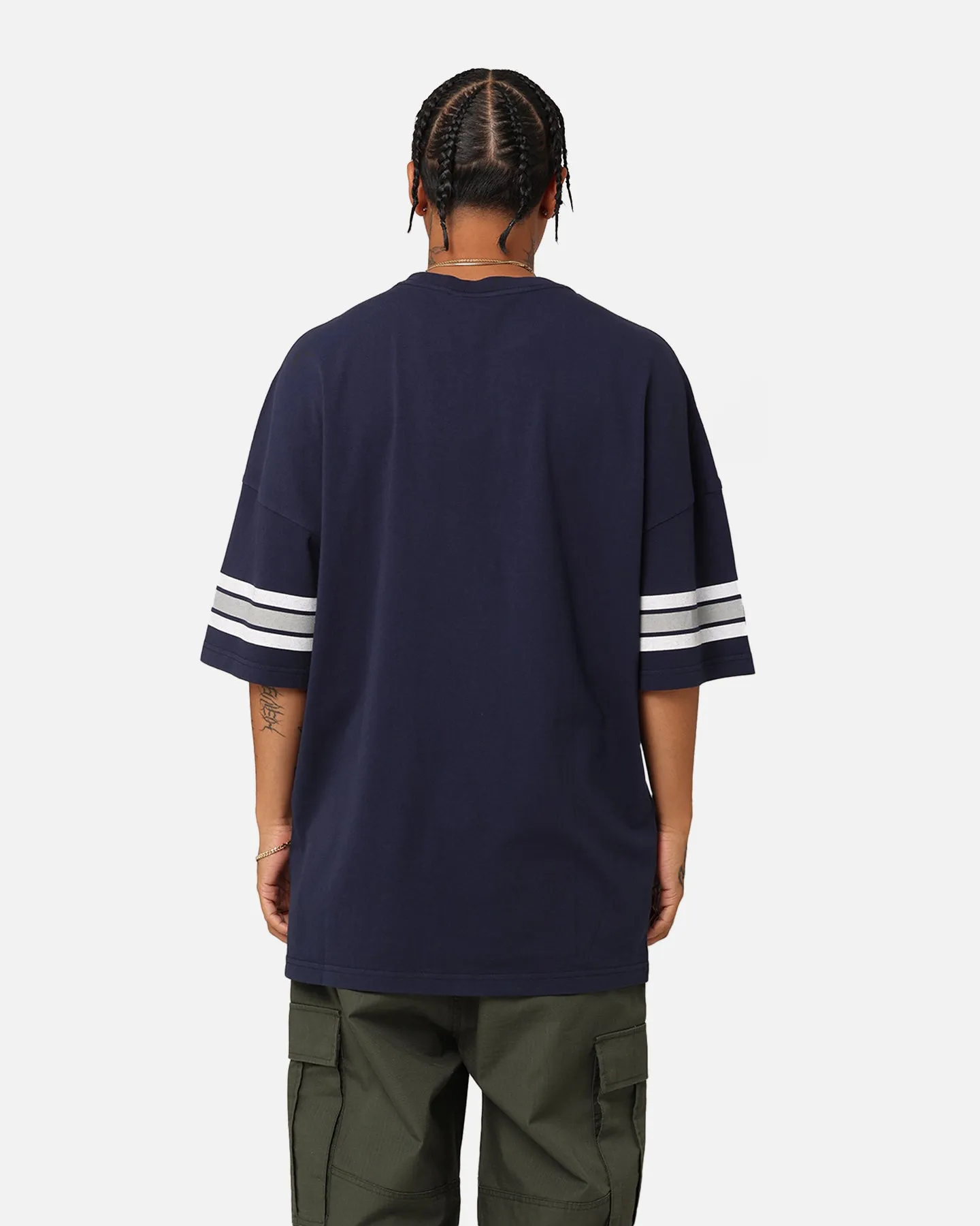 Majestic Athletic Dallas Cowboys Vintage Sport Striped Sleeve T-Shirt Navy Holiday Outfit
