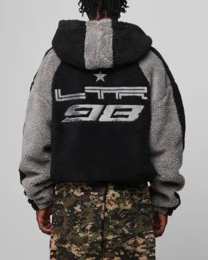 Loiter Speedway Fleece Jacket Black/Grey Sleek Fit Outdoor Gear
