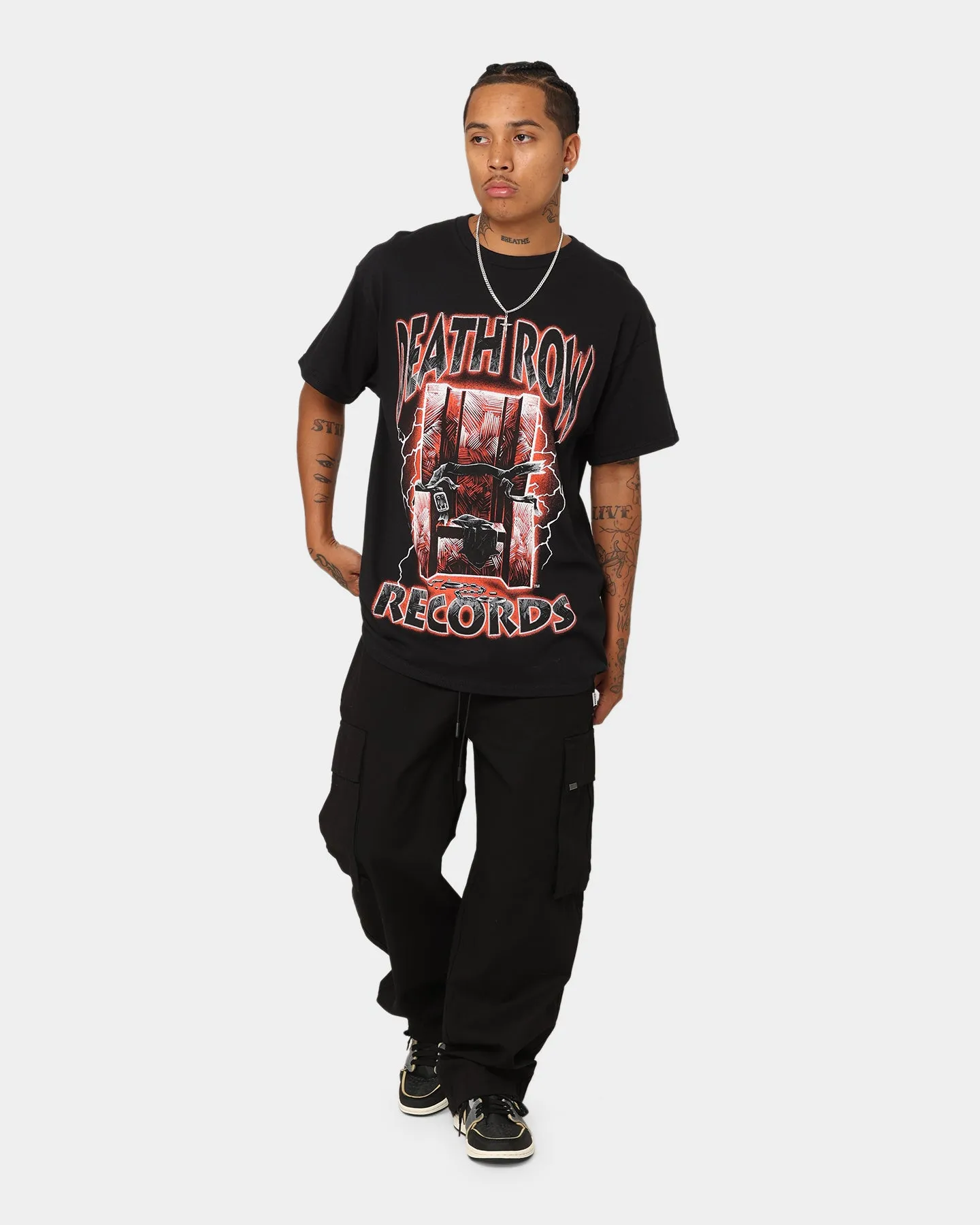 V neck Trendy Tops Snoop Dogg Death Row Records T-Shirt Black