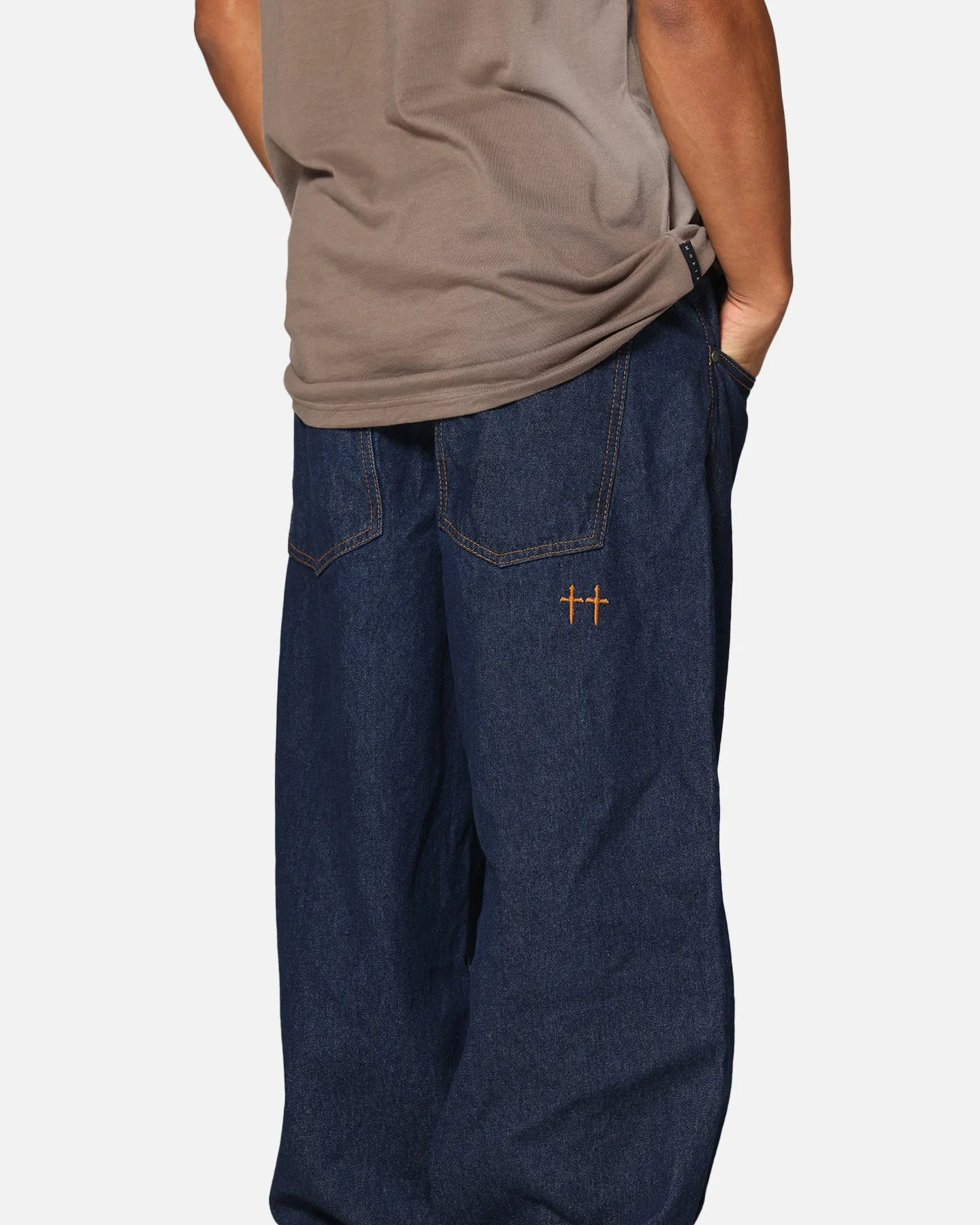 Saint Morta Amplus Selvedge Cuffed Jeans Indigo/Tan Work Friendly