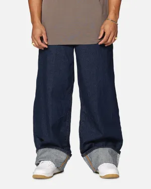 Saint Morta Amplus Selvedge Cuffed Jeans Indigo/Tan Cooling Fabric ThermalRegulatingLining