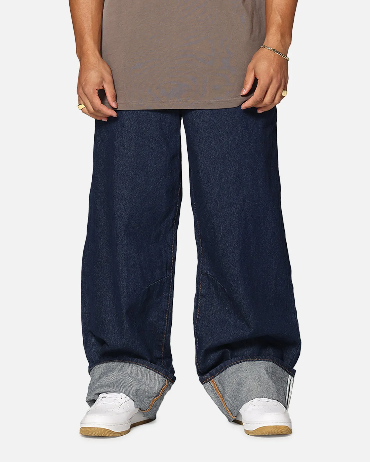 Saint Morta Amplus Selvedge Cuffed Jeans Indigo/Tan Cooling Fabric ThermalRegulatingLining