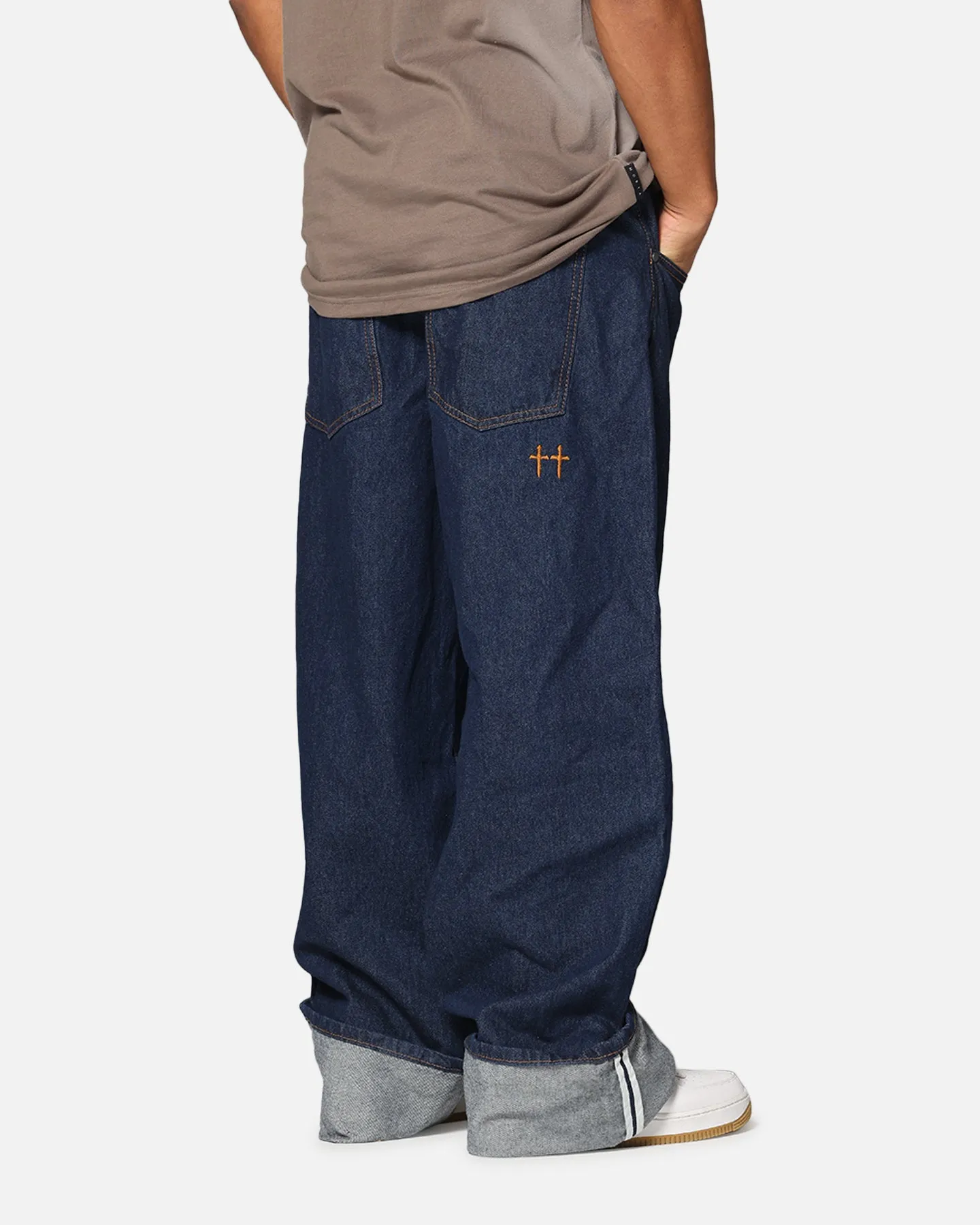 Layered Style Functional Wear Saint Morta Amplus Selvedge Cuffed Jeans Indigo/Tan