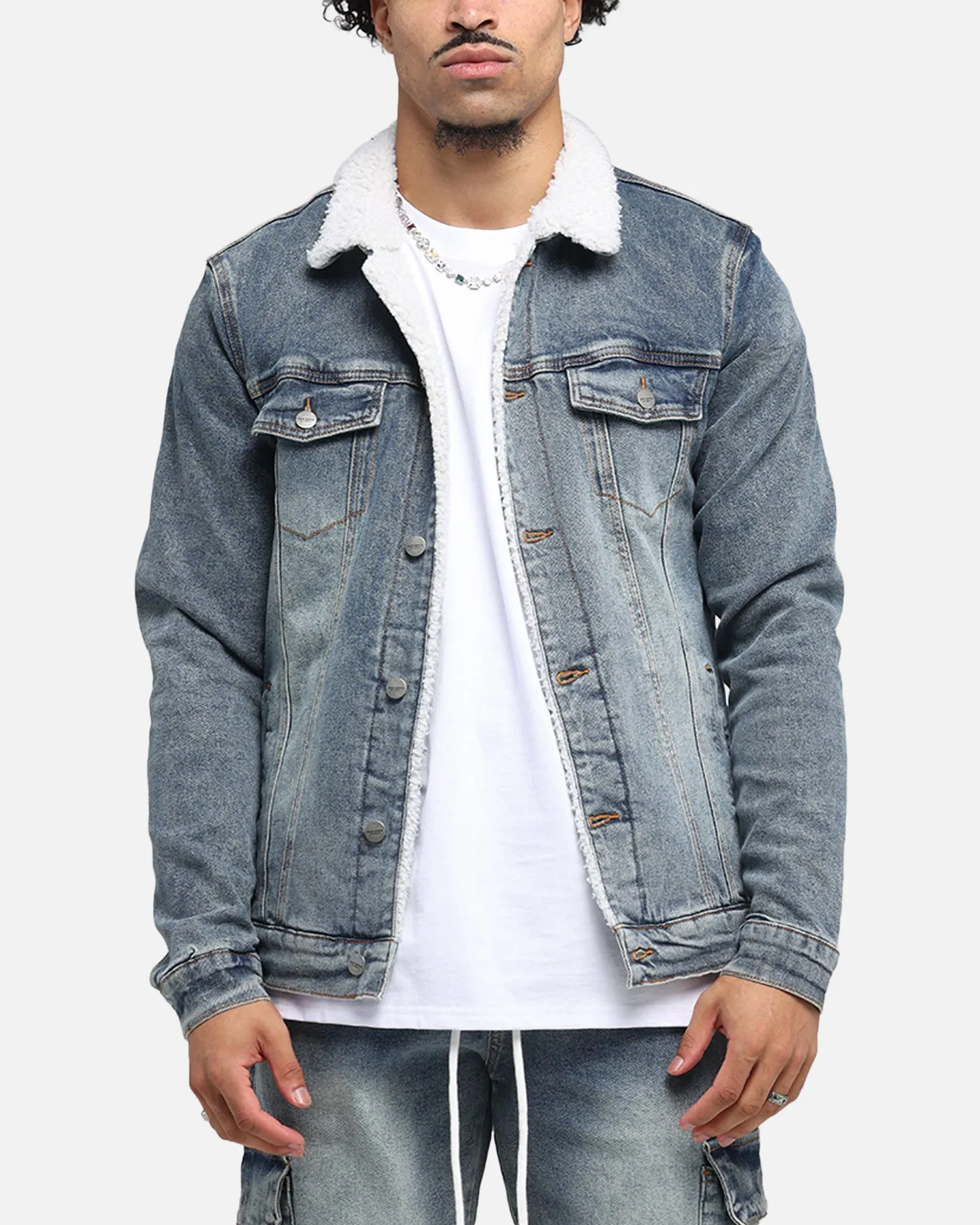 Weatherproof Zipper Saint Morta Sherpa Denim Jacket Dirty Denim