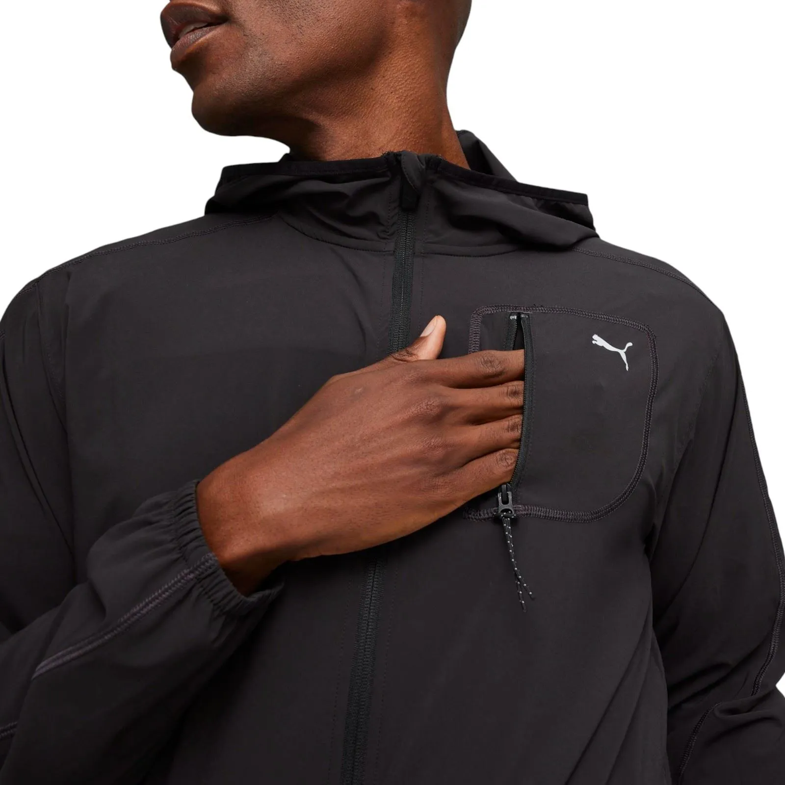 Puma Flex Woven Mens Full-Zip Lightweight Jacket AdjustableHood