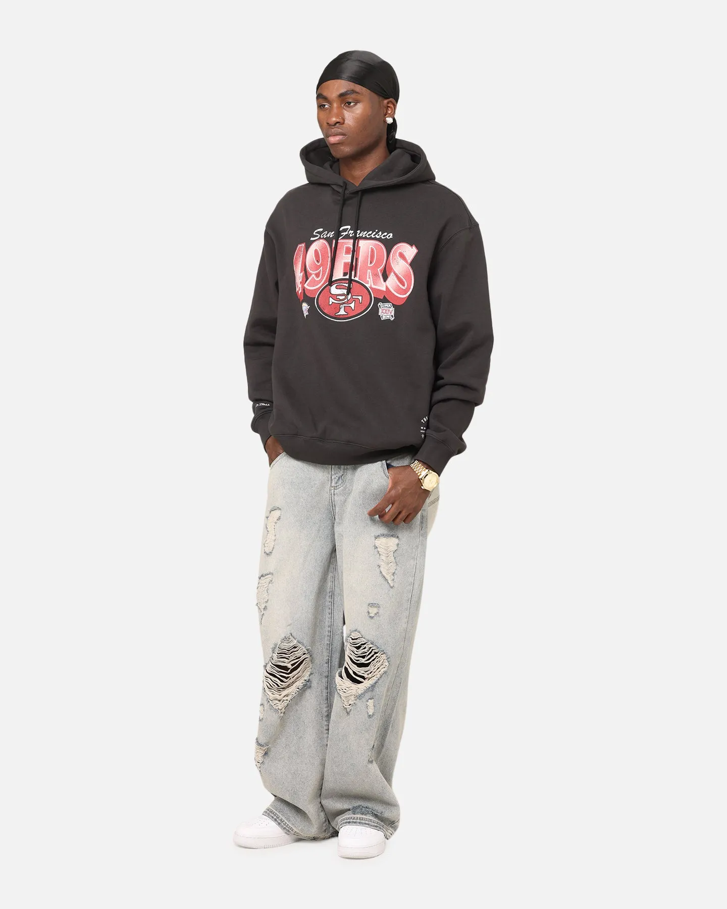 Mitchell & Ness San Francisco 49ers Arch Hoodie Faded Black Fashion Edge
