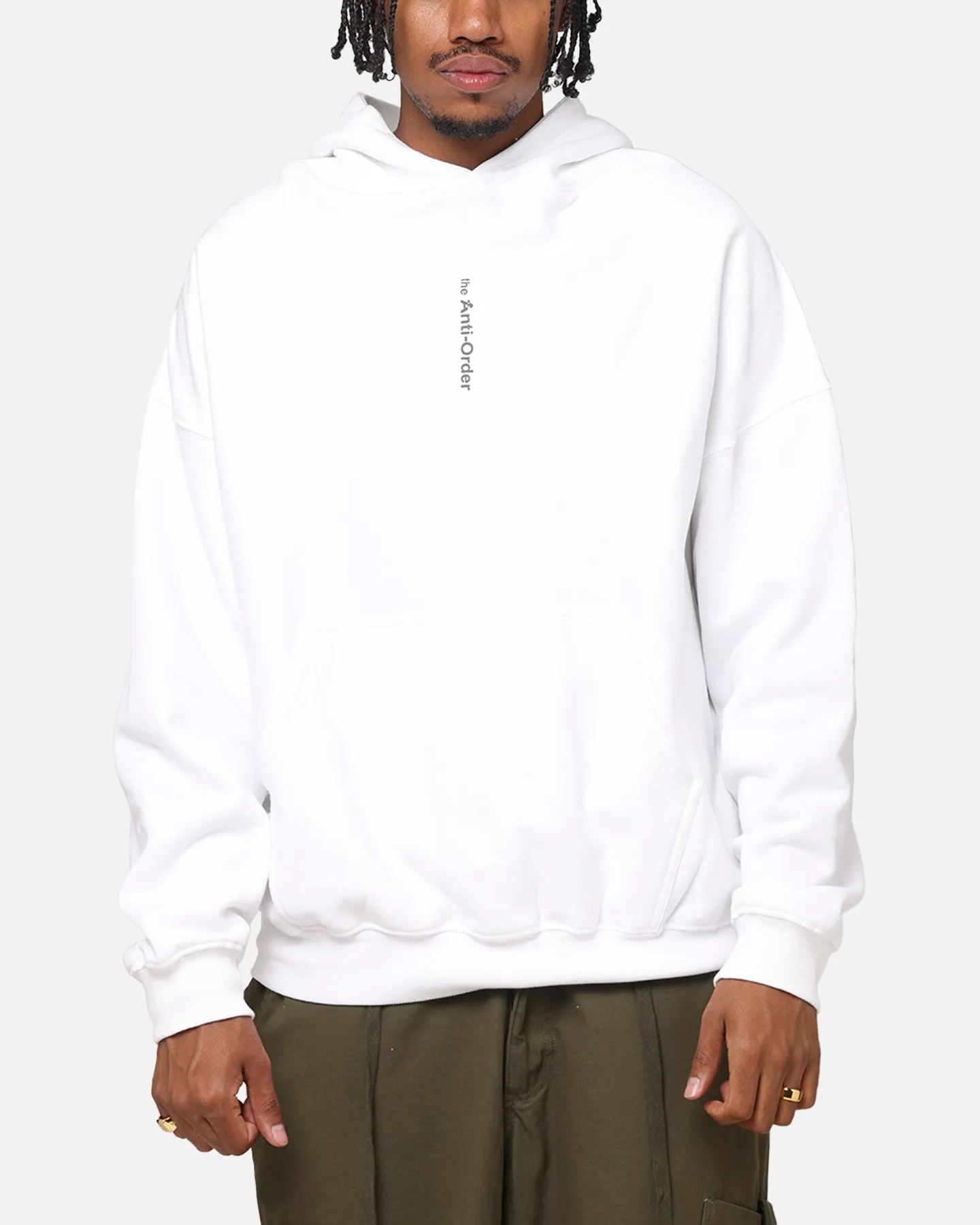 The Anti Order Process Boxy Hoodie White informal gathering Reinforced Hem
