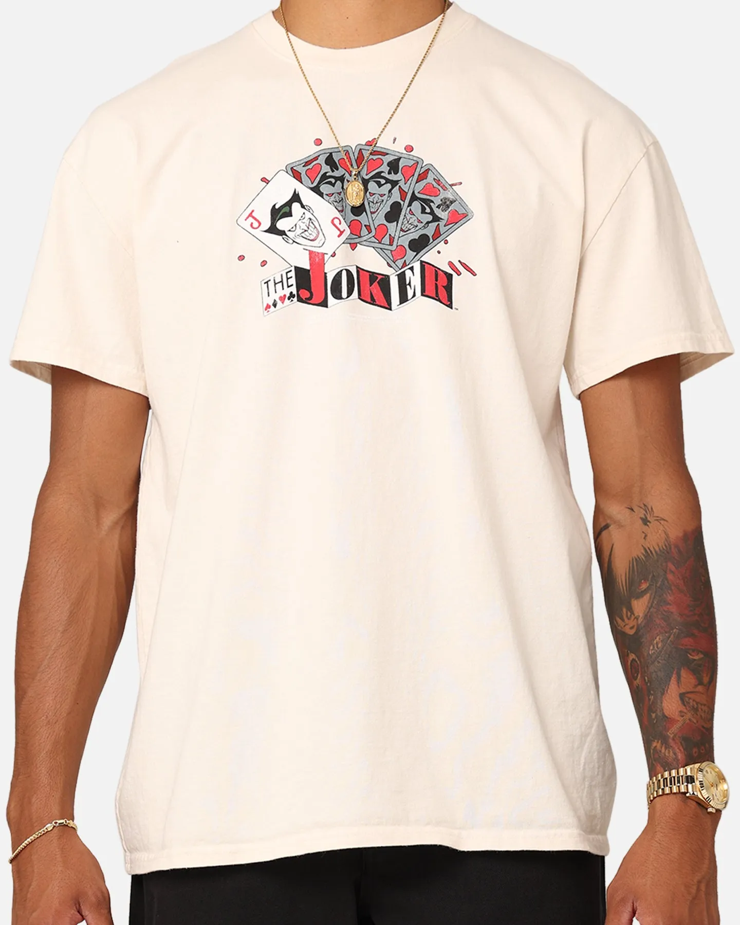 Urban Fashion Look Thermoregulating Fabric American Thrift X DC Batman The Joker 93 Heavyweight Vintage T-Shirt Off White