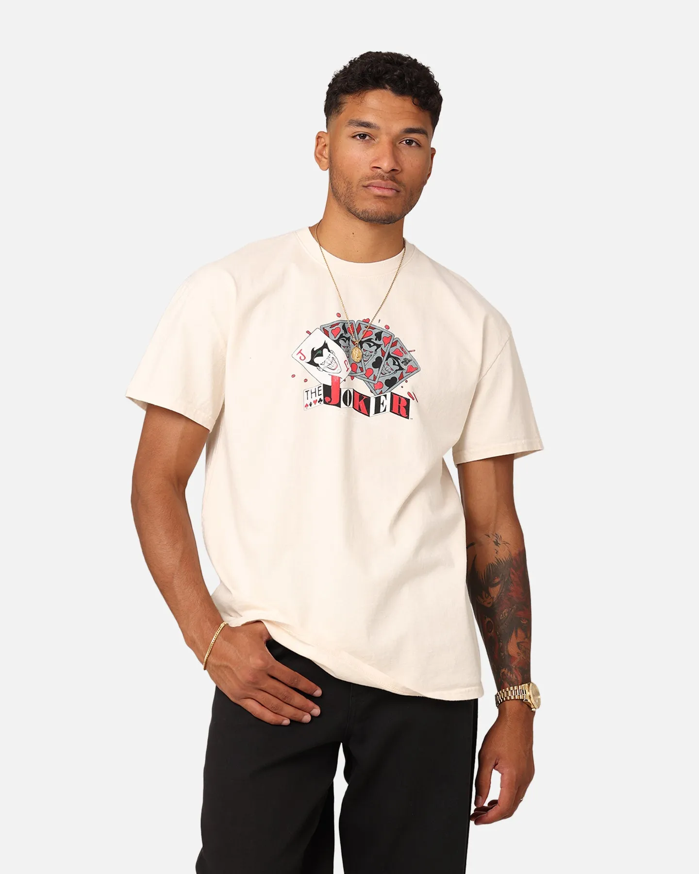 American Thrift X DC Batman The Joker 93 Heavyweight Vintage T-Shirt Off White Non Restrictive Fit