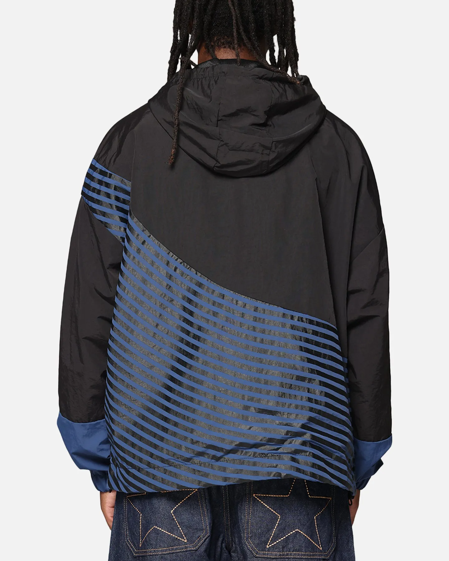 Reinforced Elbow Patches Carre Star Shooter Windbreaker Jacket Black/Blue