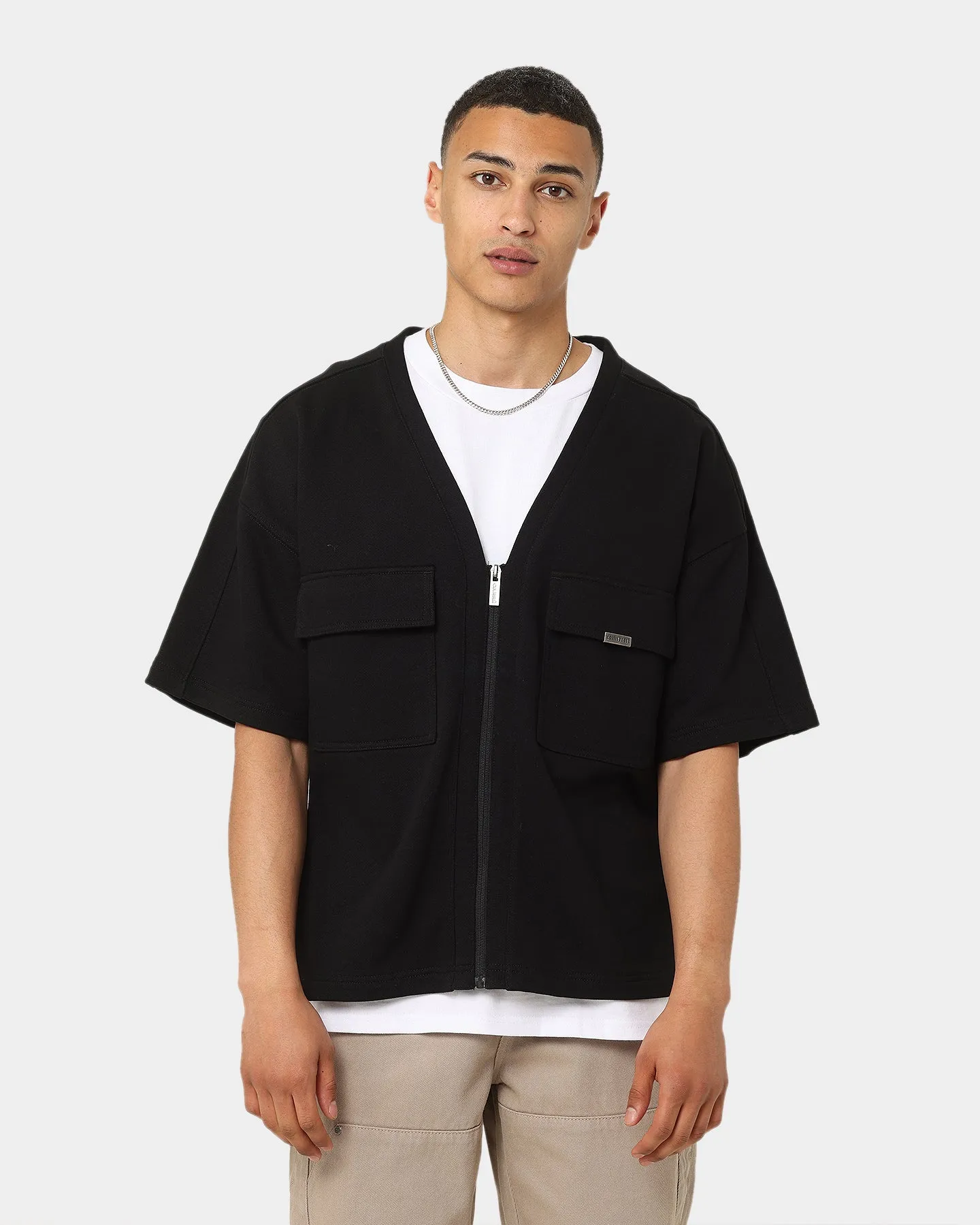 Carr?? Home Base Zip Up T-Shirt Black Minimal Comfort Wear