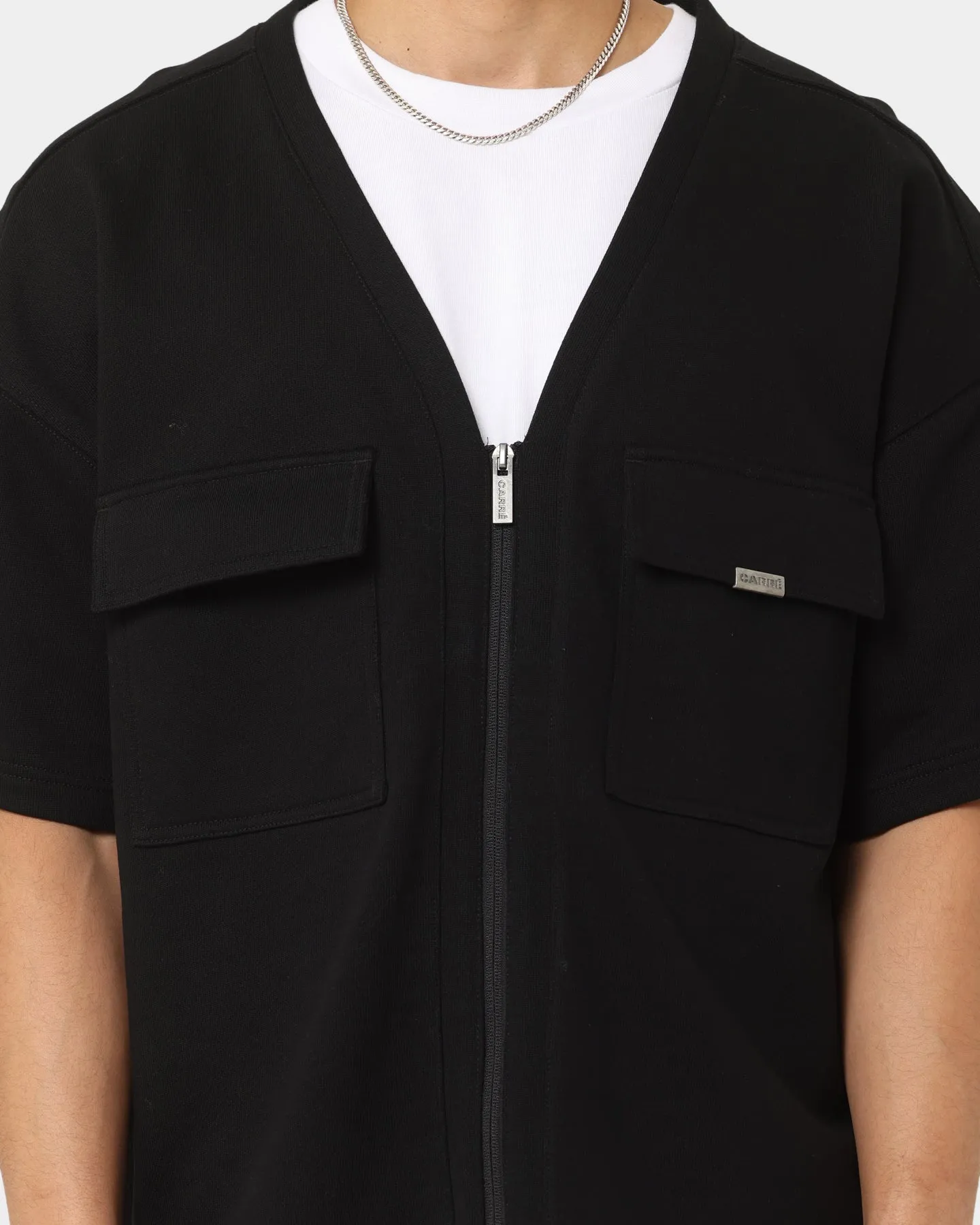 Leather combination Carr?? Home Base Zip Up T-Shirt Black