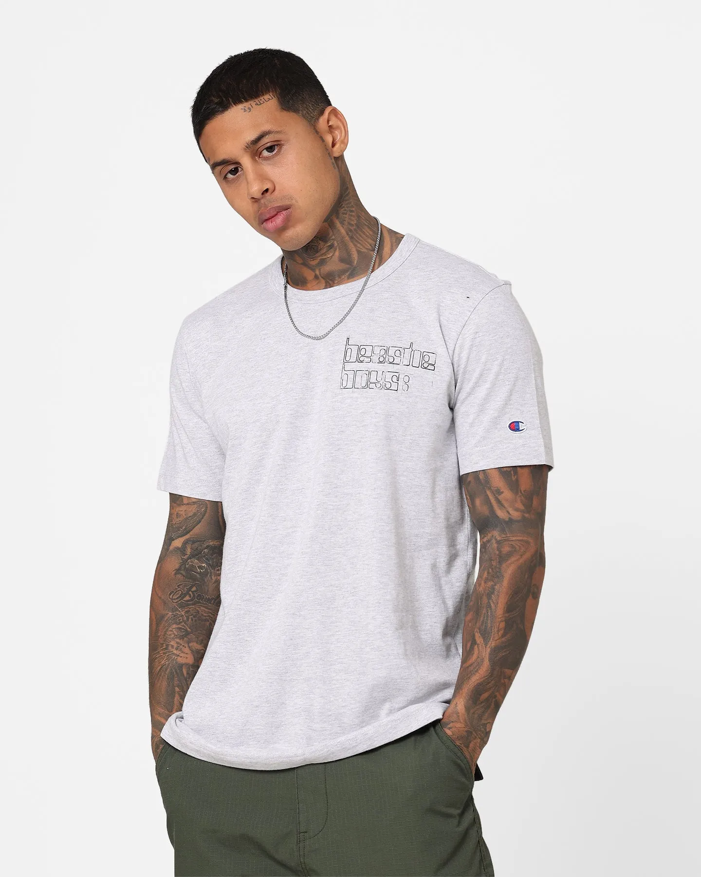 Layered Look Champion X Beastie Boys Logo Graphic T-Shirt Oxford Heather