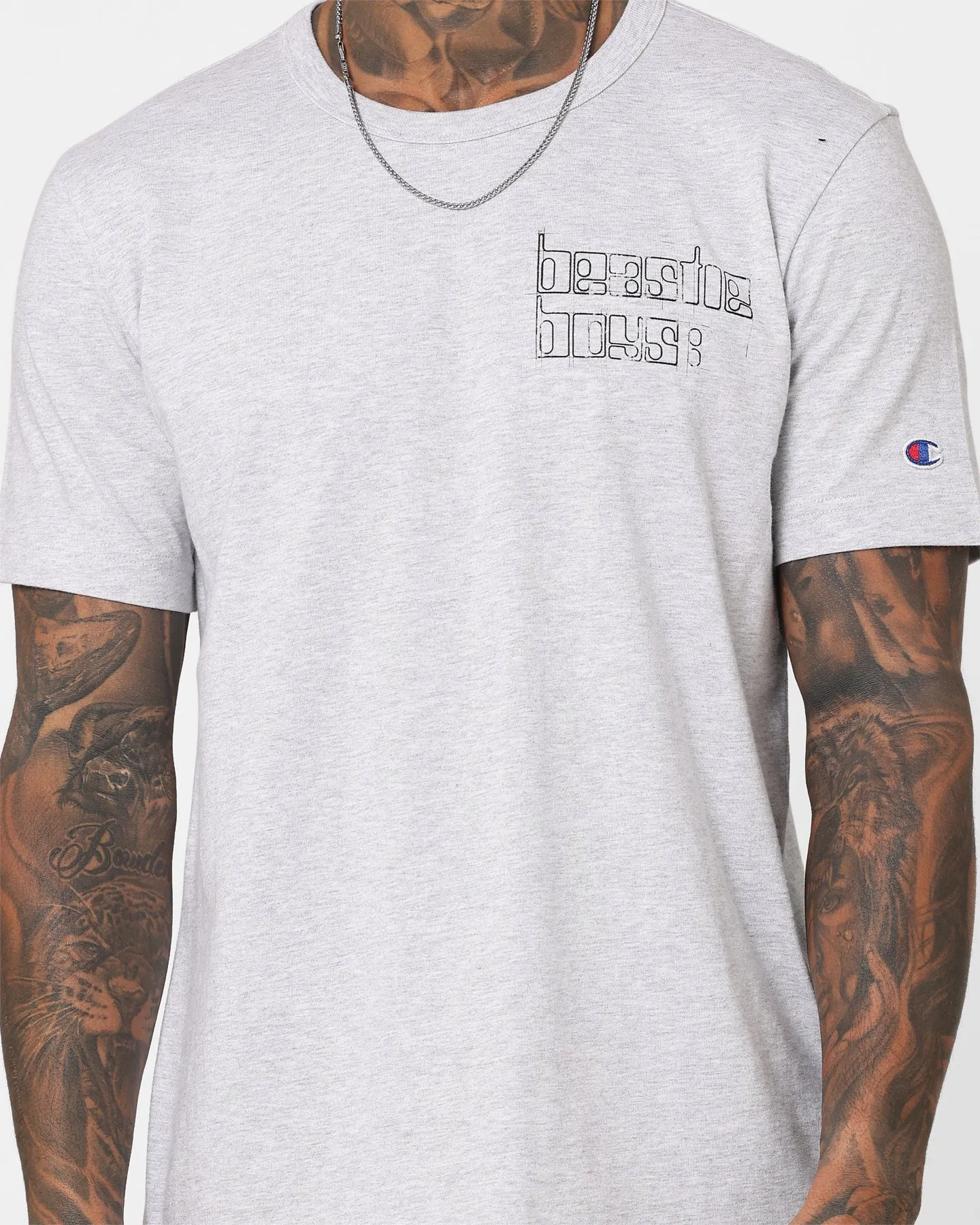 Champion X Beastie Boys Logo Graphic T-Shirt Oxford Heather Quality Fabric