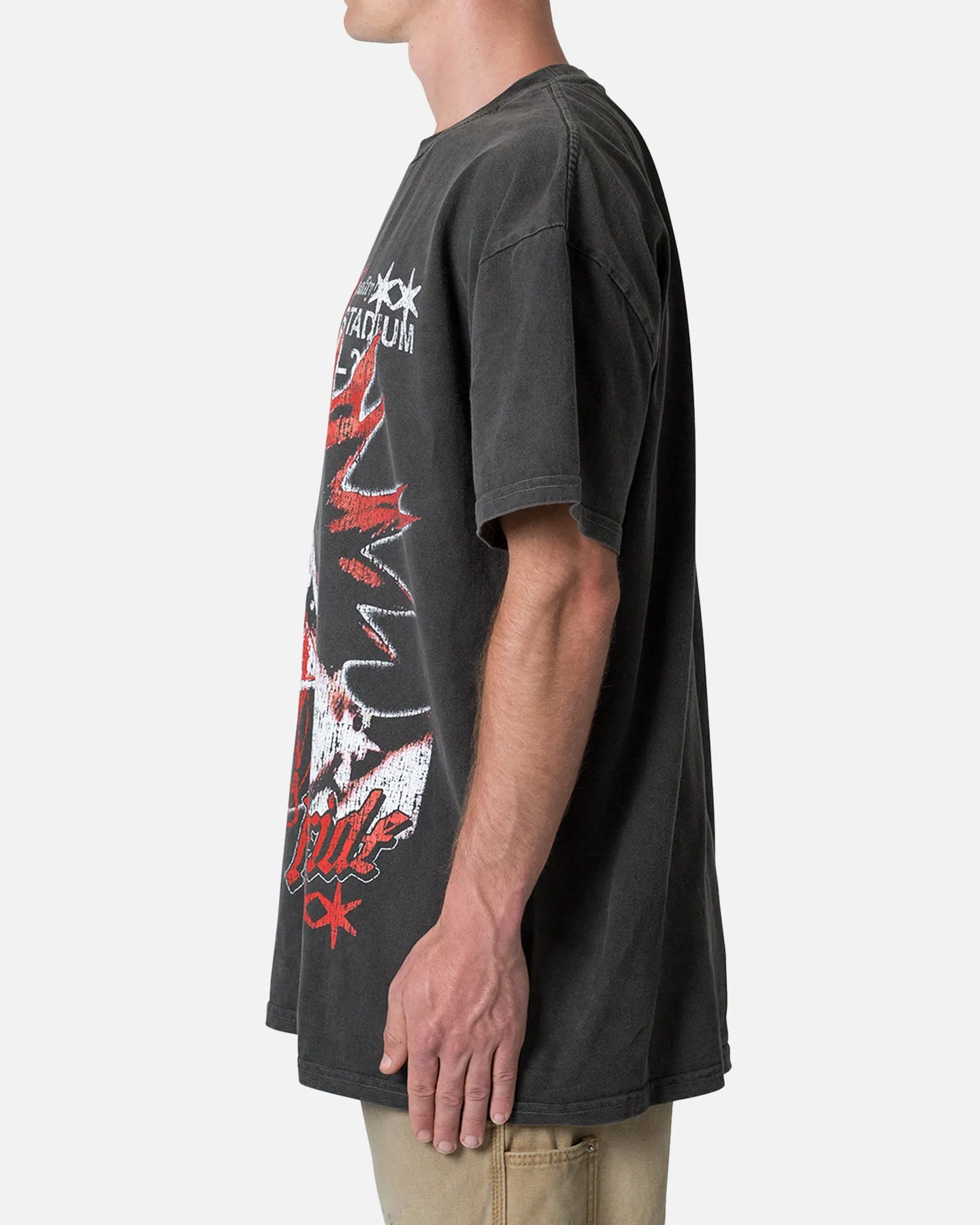 MNML Peroxide Band T-Shirt Washed Black Soft Finish Lace trim