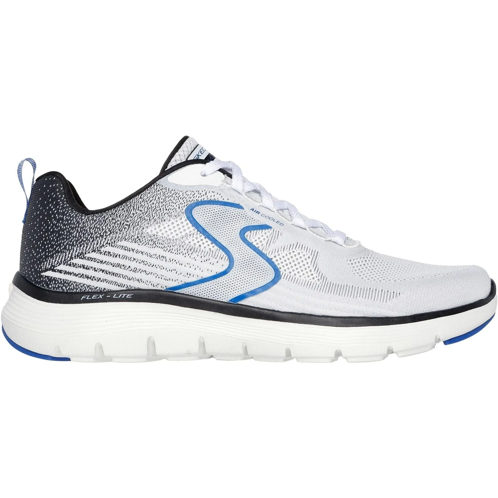 Skechers Mens Flex Advantage 5.0 Spreelo Trainer White/Black/Royal photo shoot Wide Base Stabilization