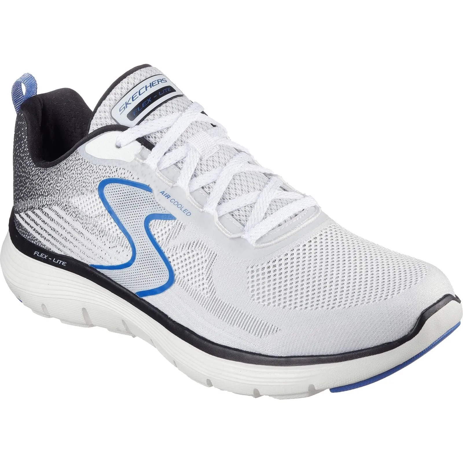 Stretch Fabric Work Commute Skechers Mens Flex Advantage 5.0 Spreelo Trainer White/Black/Royal