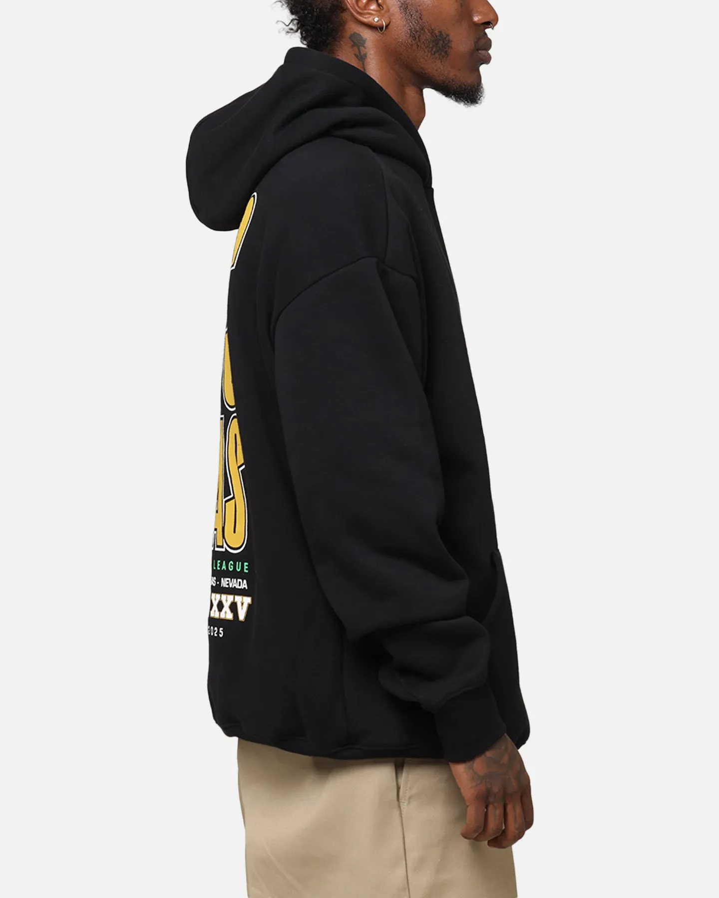 Valentine's Day look Double Needle Stitching Bleacher Athletic NRL 2025 Las Vegas Round Hoodie Black