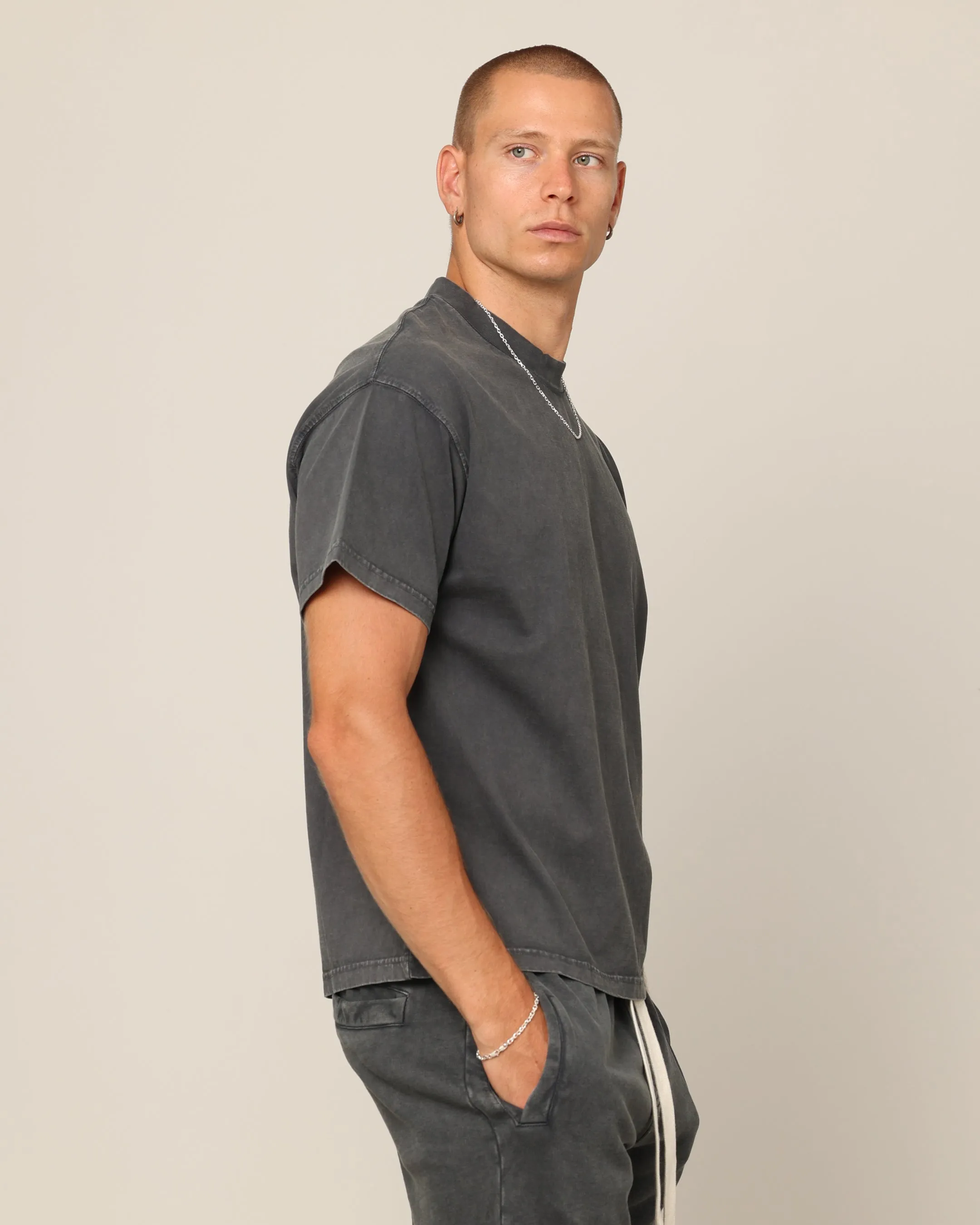 Organic Cotton Construction Carr?? Blanc T-Shirt Vintage Grey