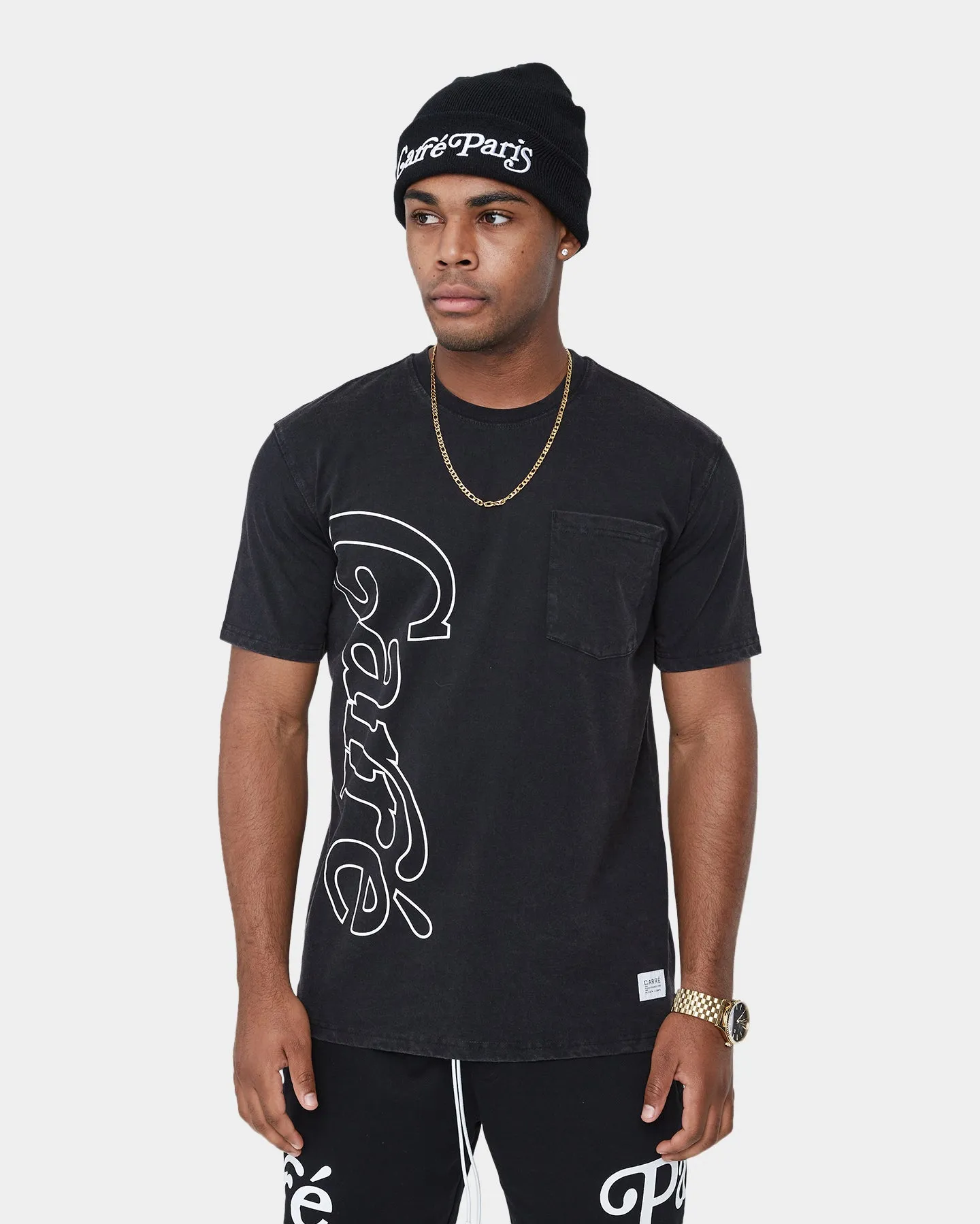 Lightweight Fashion Outdoor Outfit Style Carr?? Volle Pocket Short Sleeve T-Shirt Washed Black