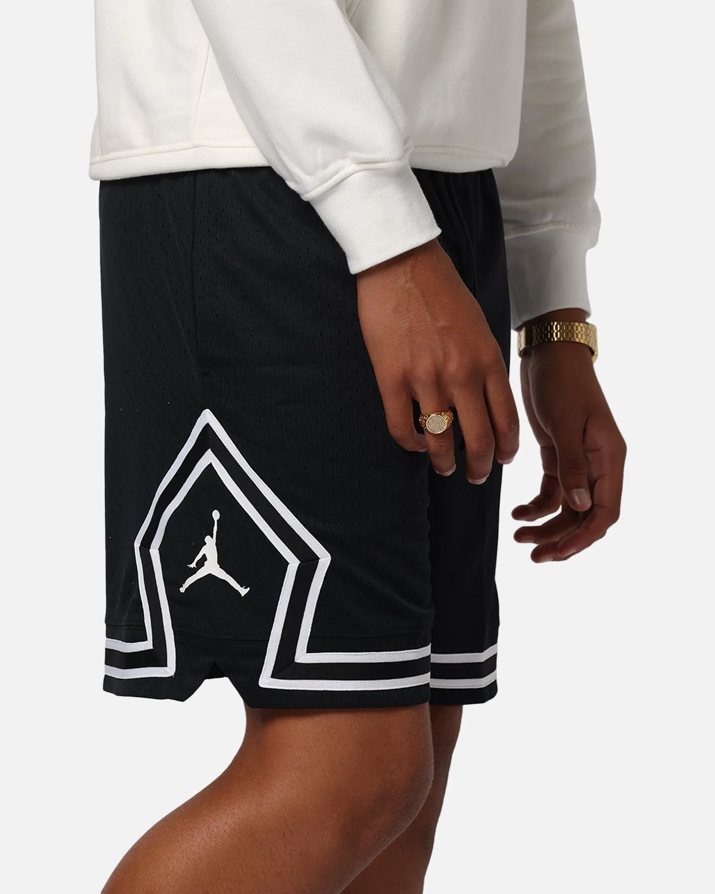 Jordan Dri-FIT Sport Diamond Shorts Black/White/White Anti Static Treatment Active Performance