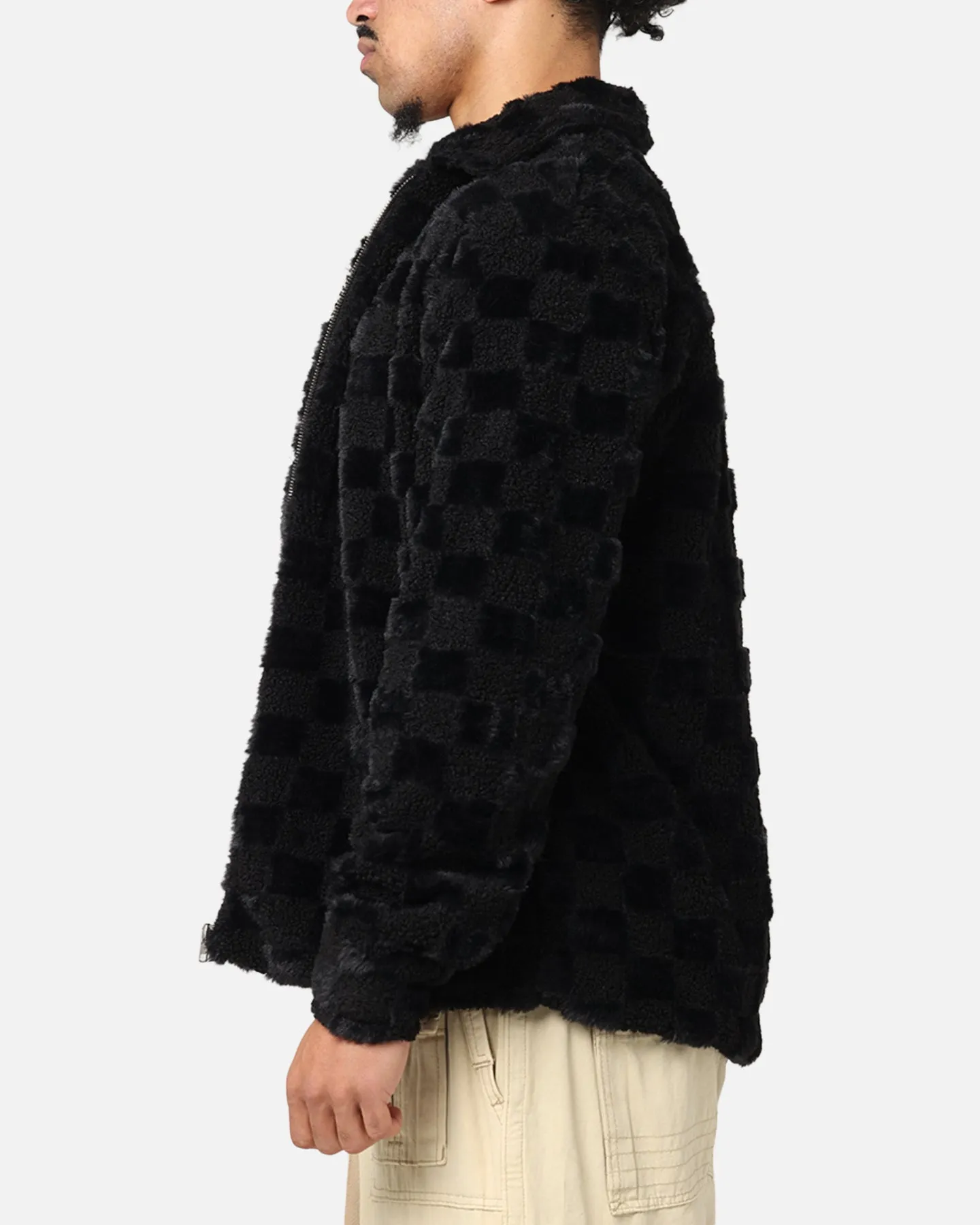 All weather Aim XXIII Checkerboard Fur Jacket Black