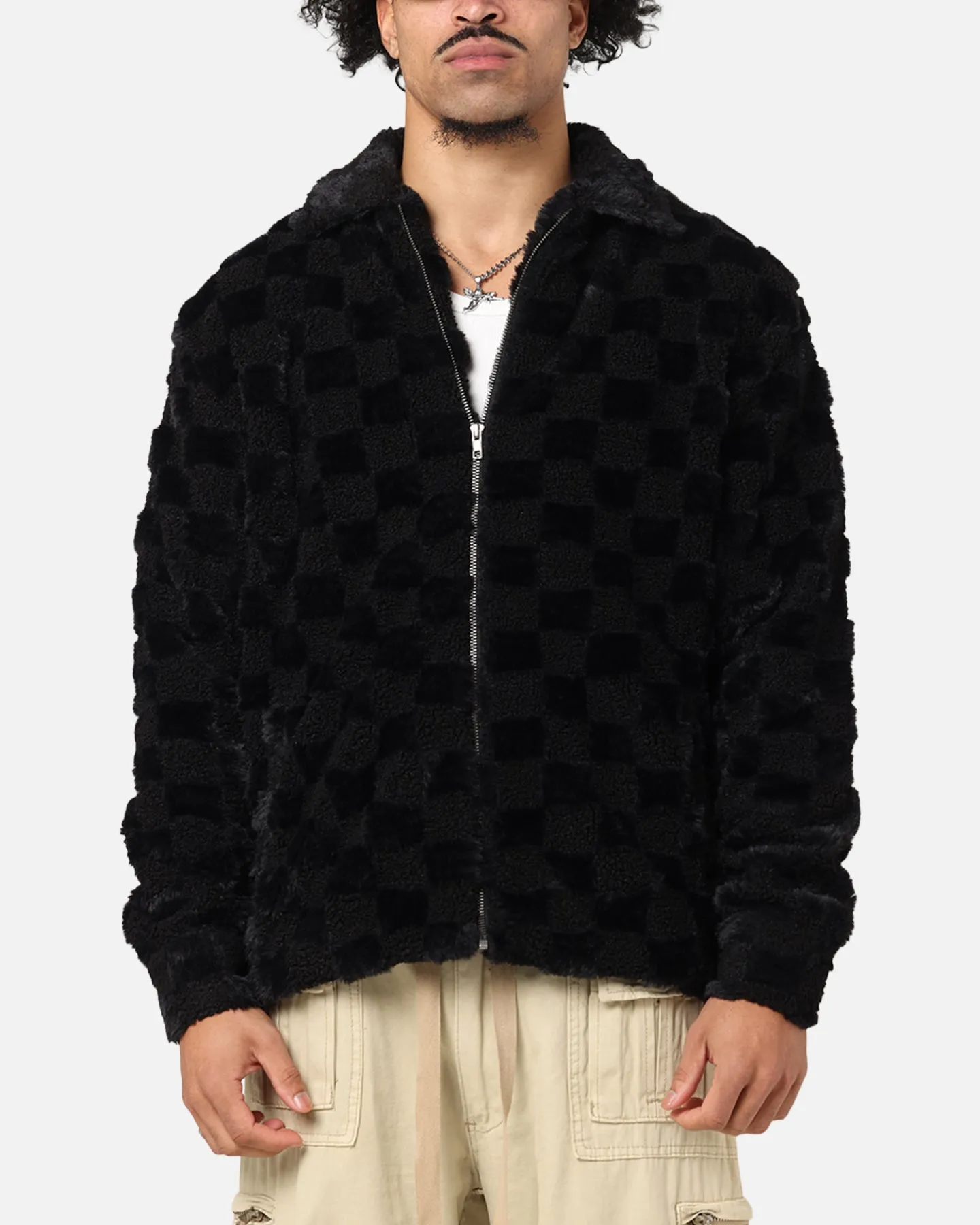XXIII Checkerboard Fur Jacket Black Weather Ease men
