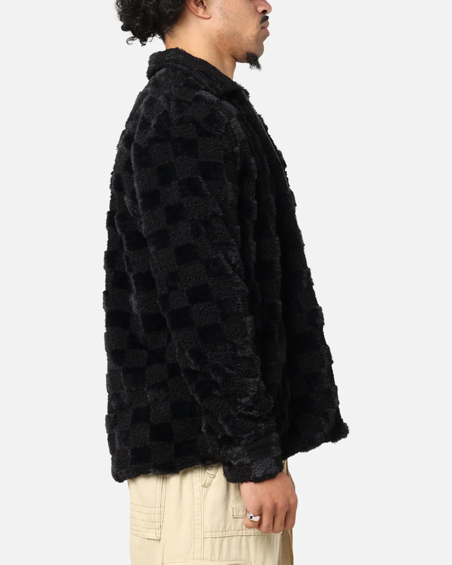 Infatuation XXIII Checkerboard Fur Jacket Black