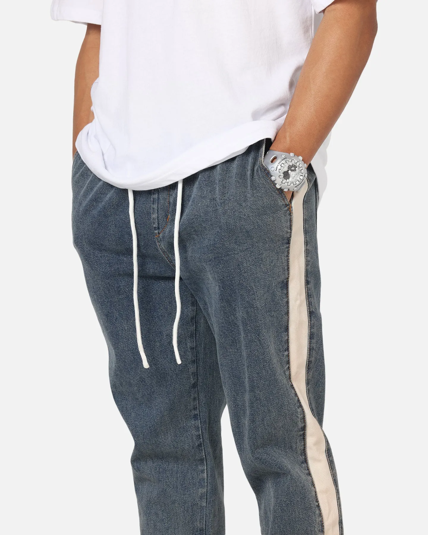 Saint Morta Sidewinder Denim Joggers Dirty Denim Smart Layering Sport Comfort