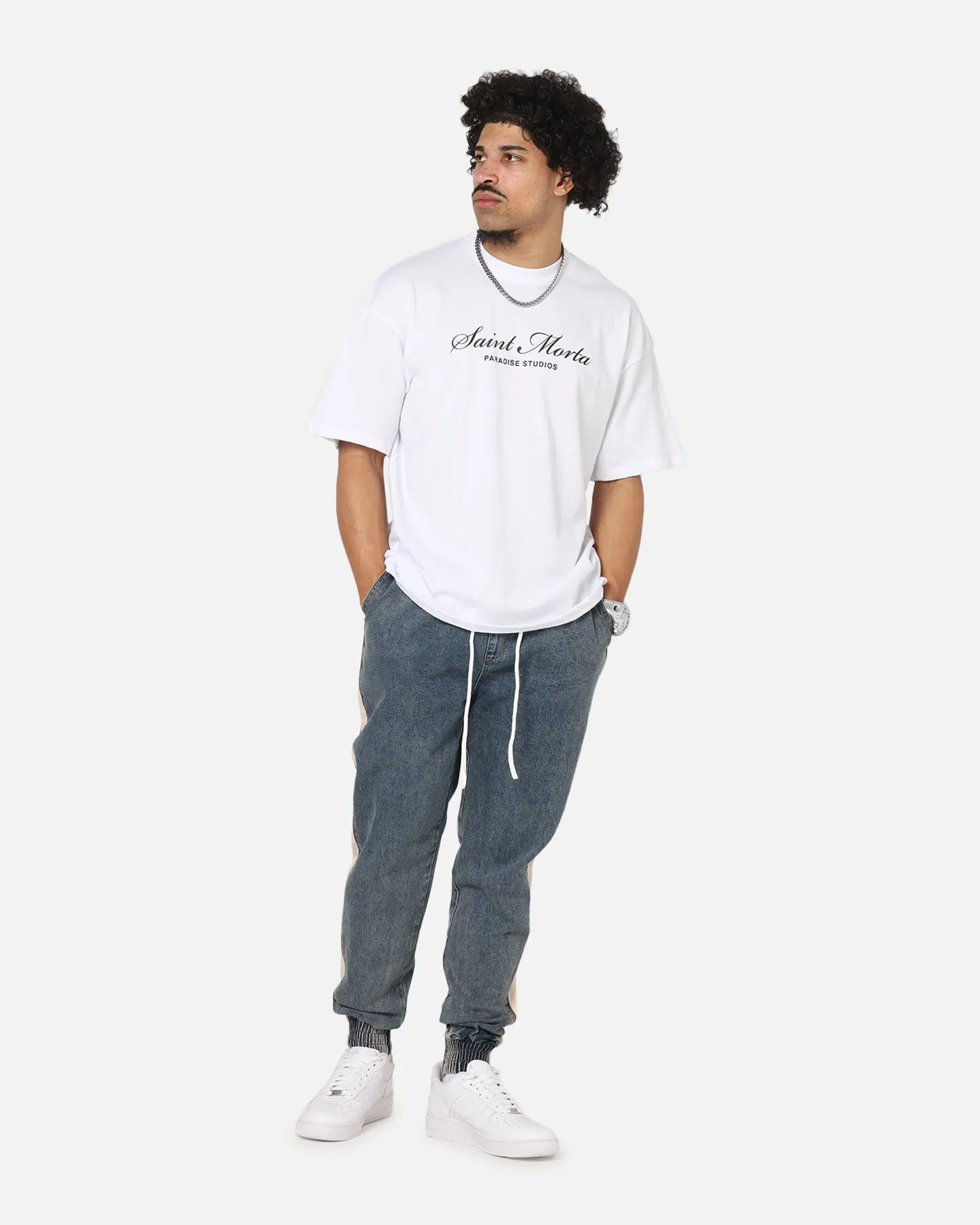 Saint Morta Sidewinder Denim Joggers Dirty Denim Performance Comfort Durable Twill