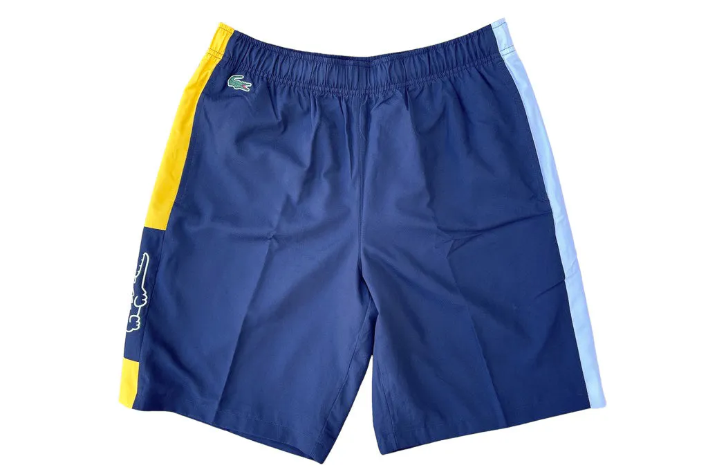 Lacoste SPORT Light Colorblock Shorts (Navy Blue/Yellow) QuickReleaseClosures FadeResistant
