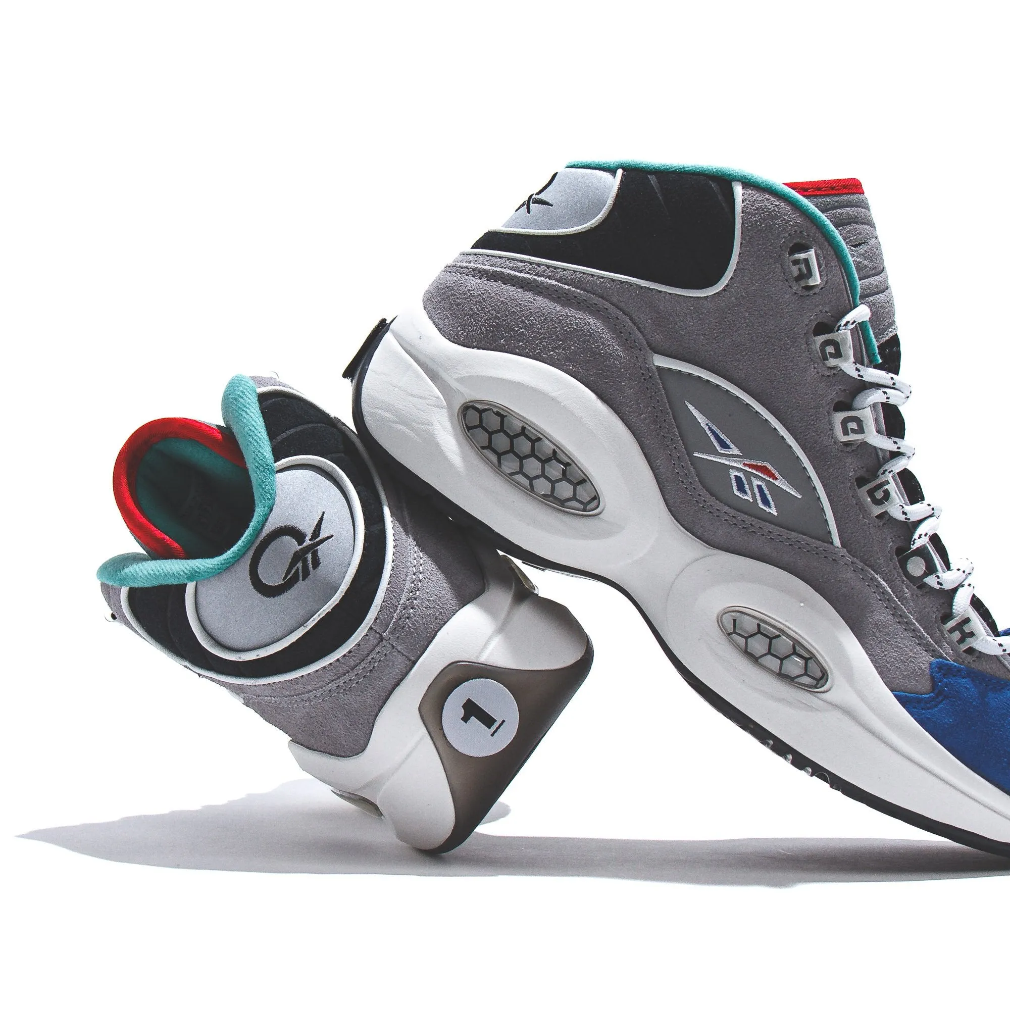 Reebok Classics Basketball Men Question Mid Allen Iverson Draft Night Grey Blue GZ7283 weekend run