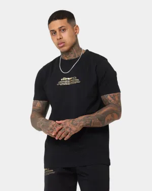 Ellesse Russano T-Shirt Black/Gold Airflow Mesh Panels
