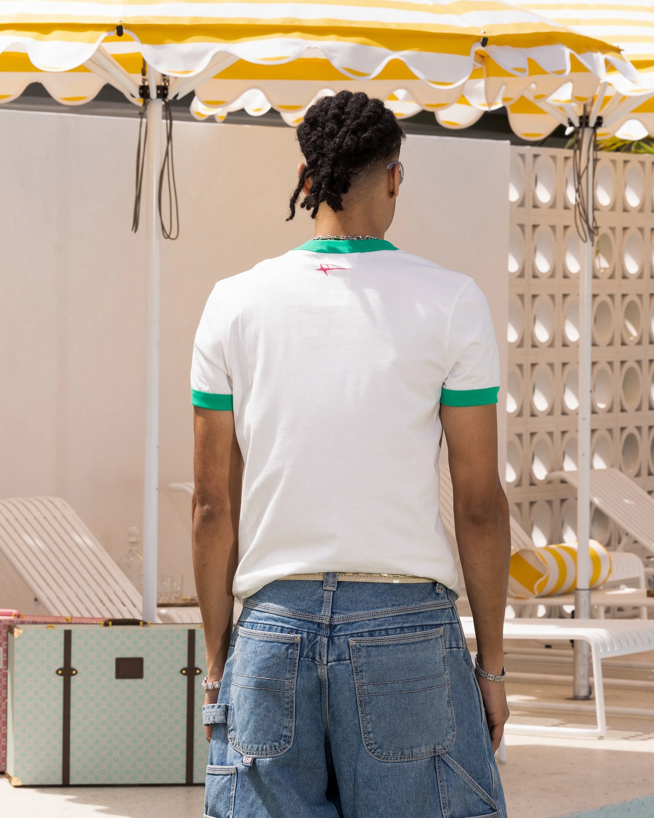 Modern Style Loiter Gummy Ringer T-Shirt Off White/Green
