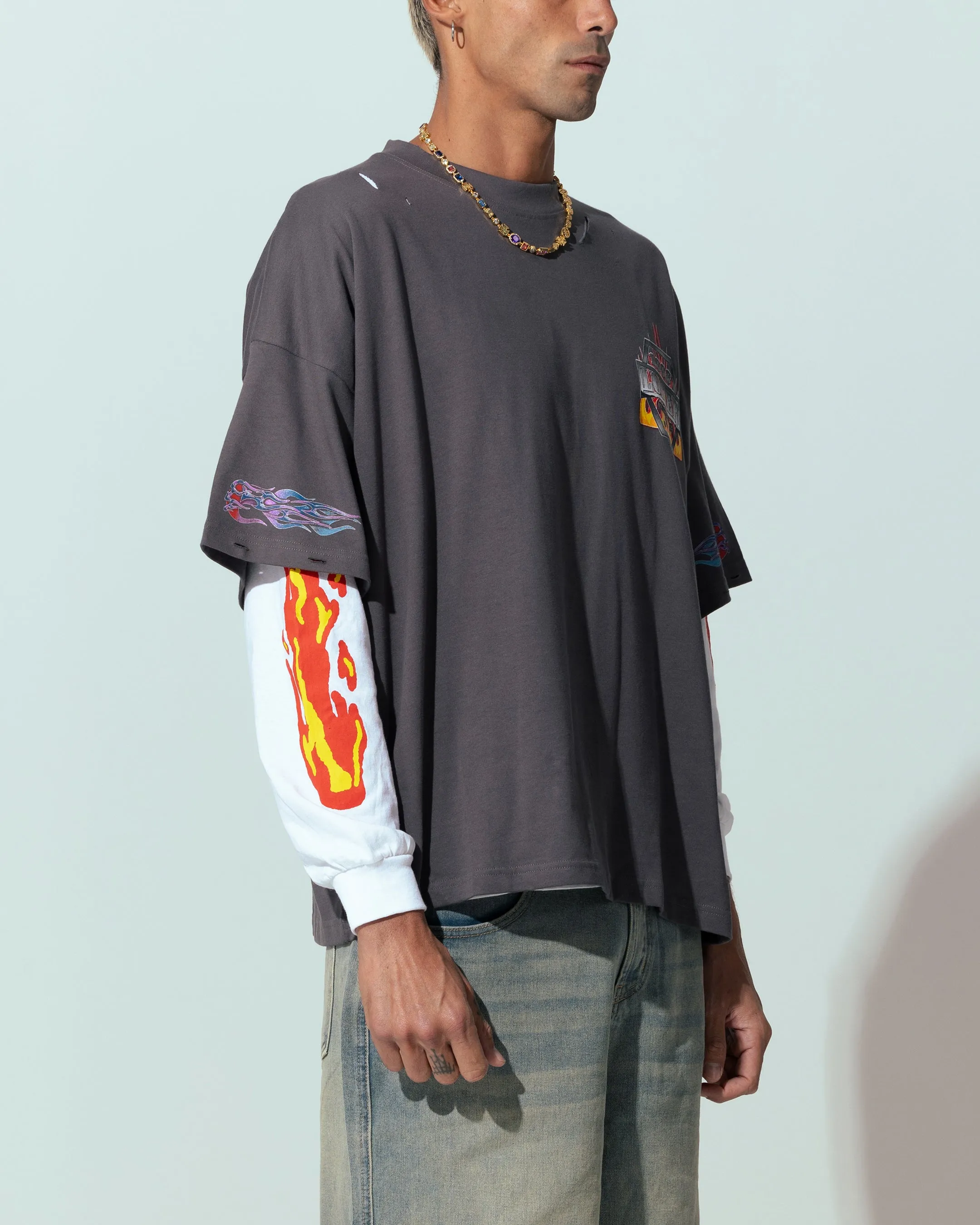 Loiter Motor Box T-Shirt Charcoal Chic Fashion