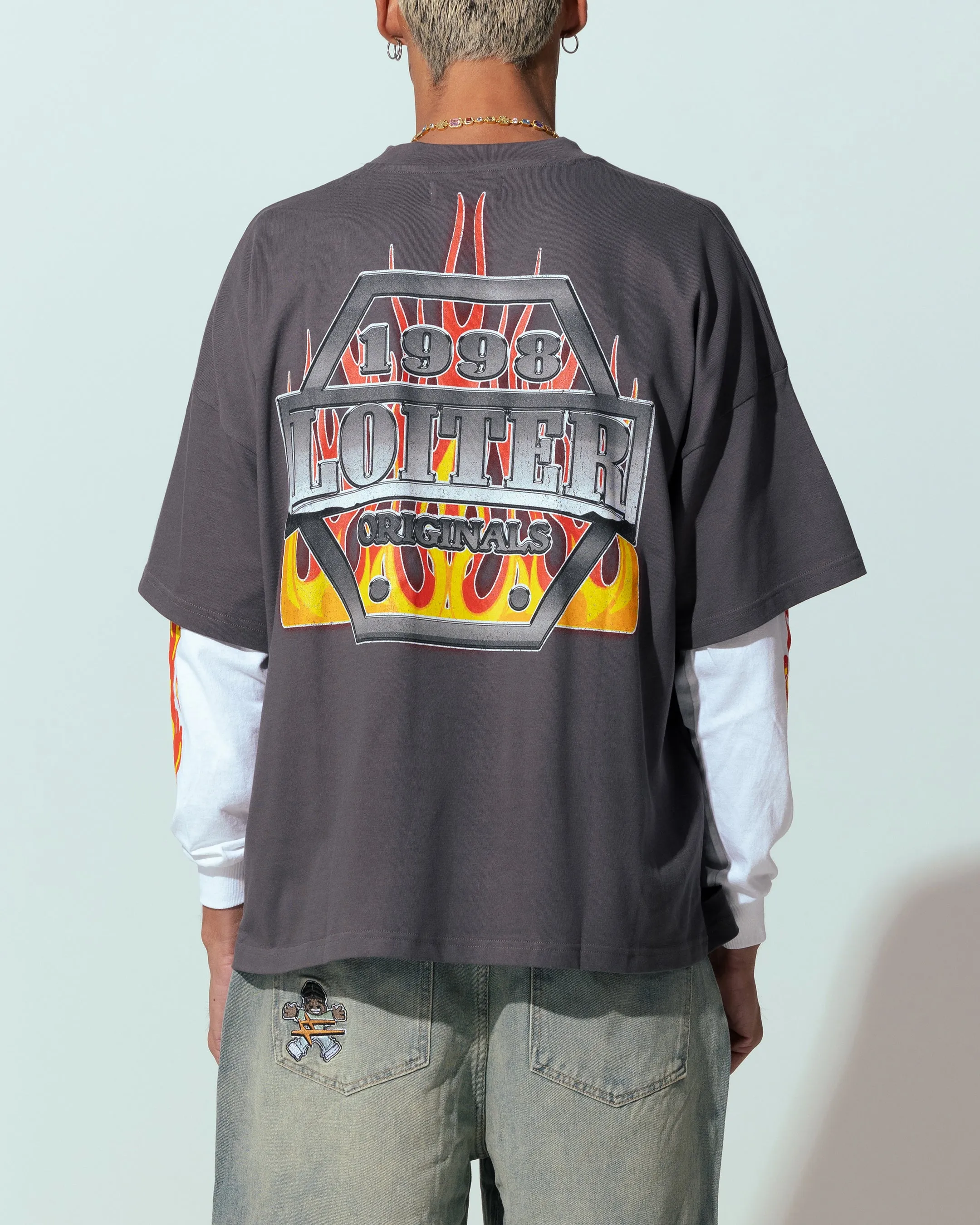Loiter Motor Box T-Shirt Charcoal Everyday Trend