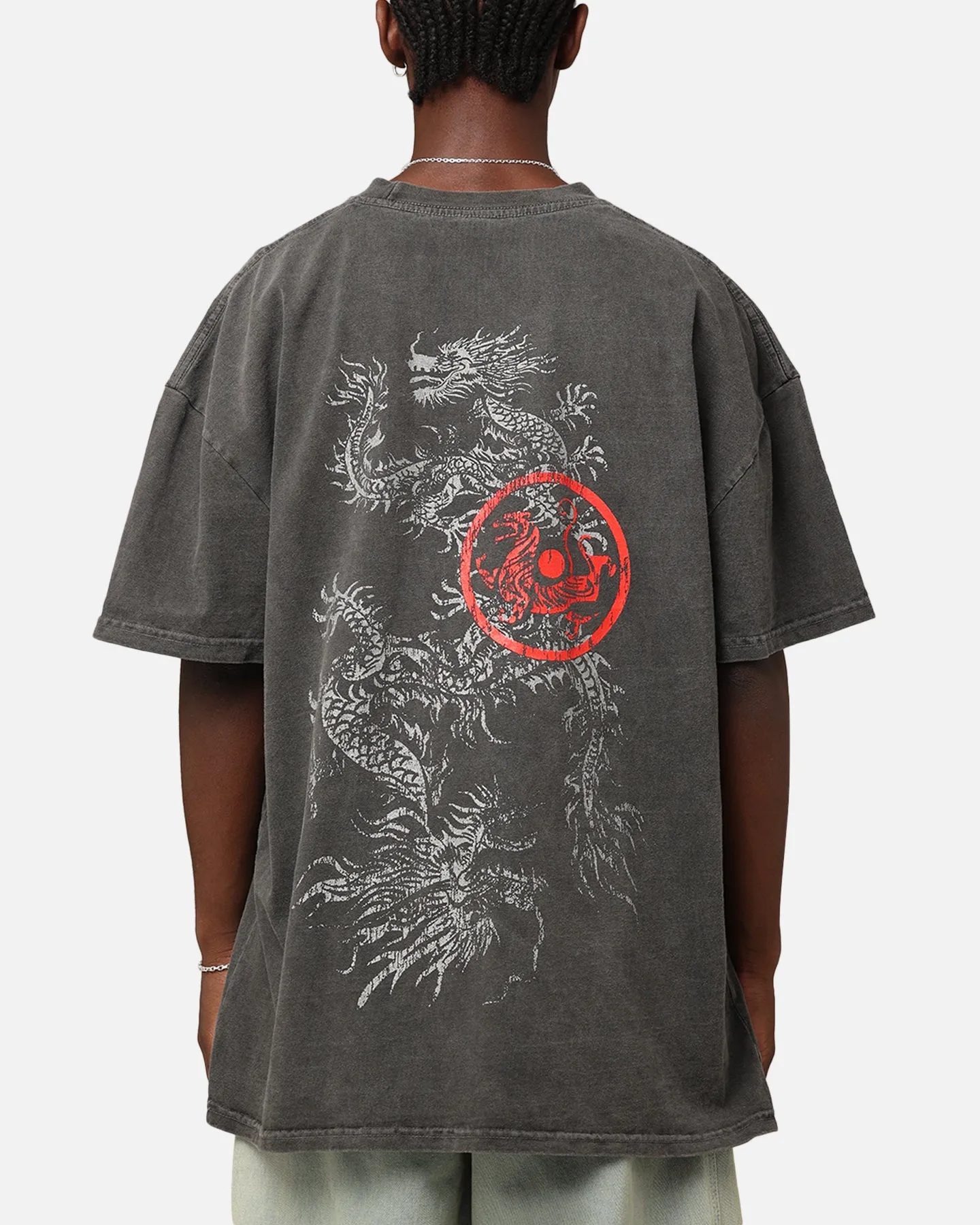 Saint Morta Dragon T-Shirt Black Wash Relaxed Armhole Cut