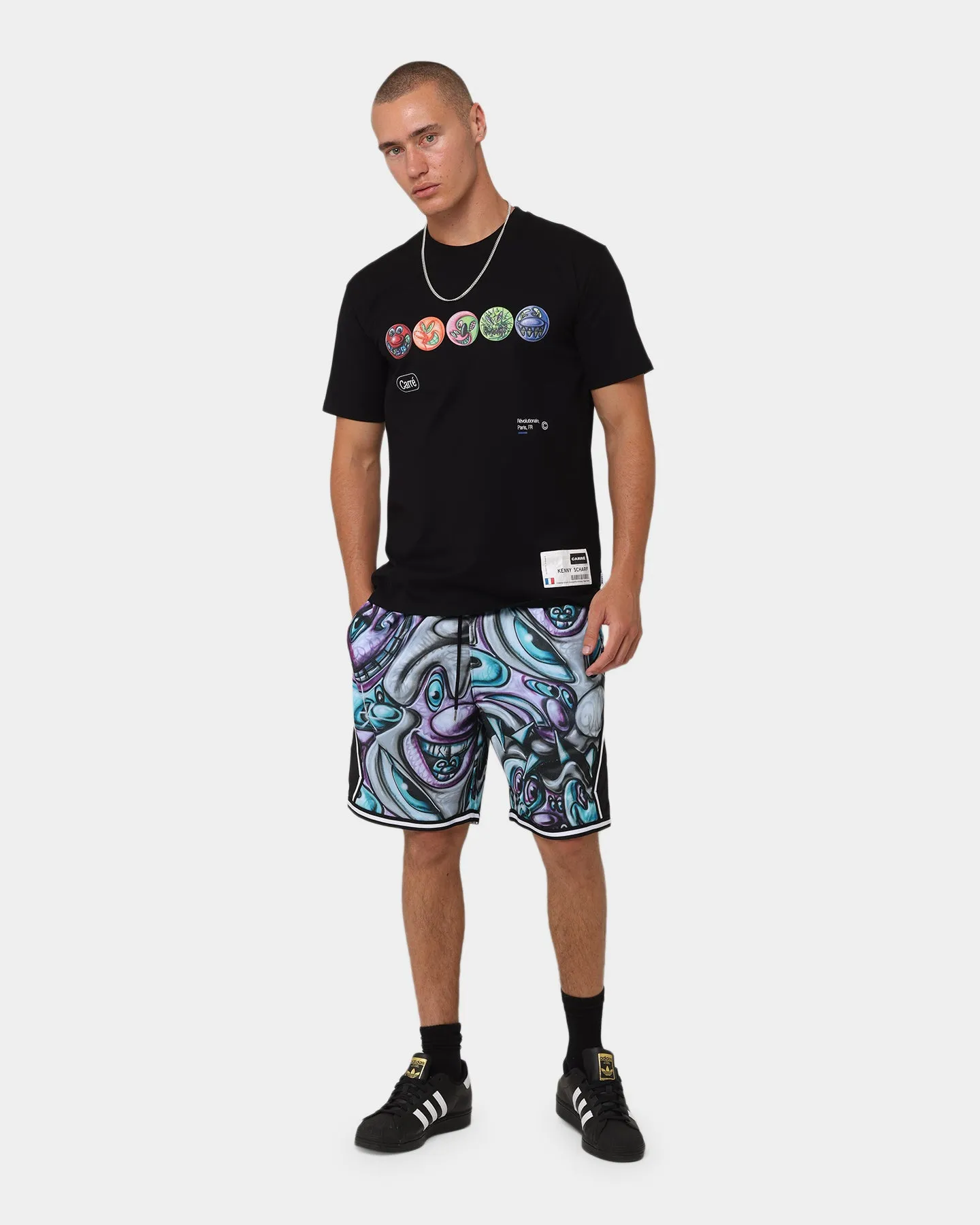 Carr?? X Kenny Scharf Gary's Revolution T-Shirt Black Durable Ribbed Hem