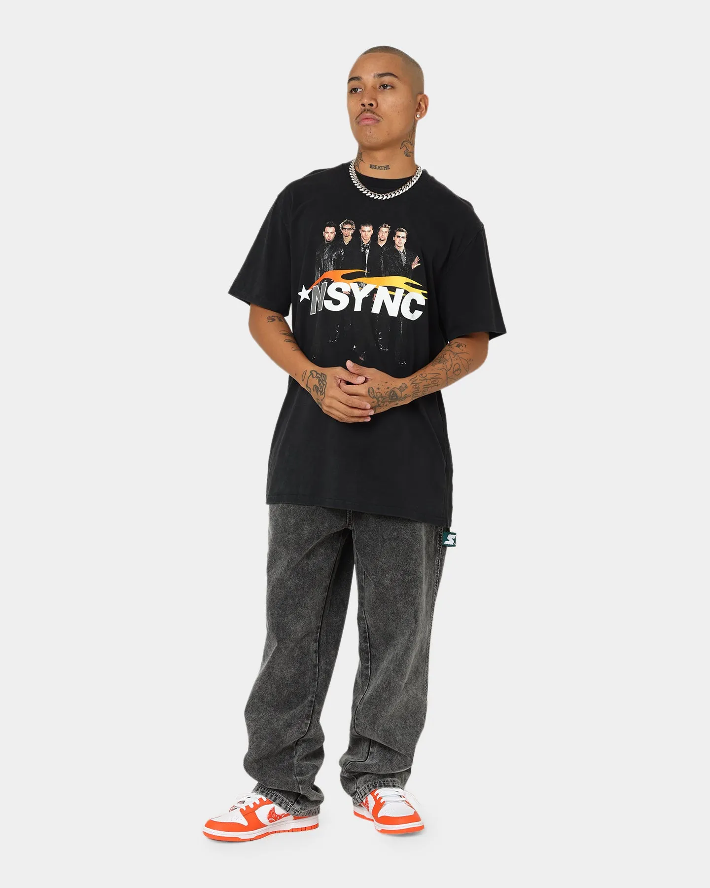 NSYNC Celebrity Photo T-Shirt Washed Black MoistureWicking