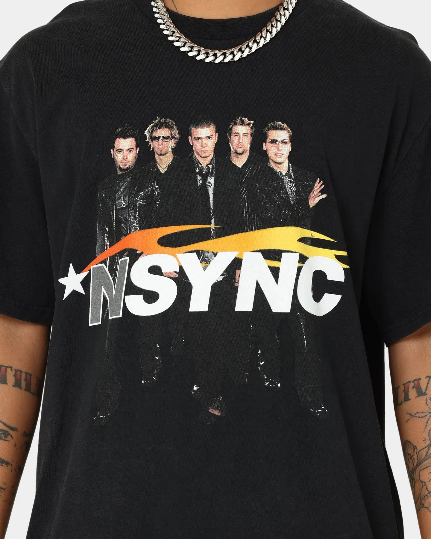 NSYNC Celebrity Photo T-Shirt Washed Black Soft and Flexible