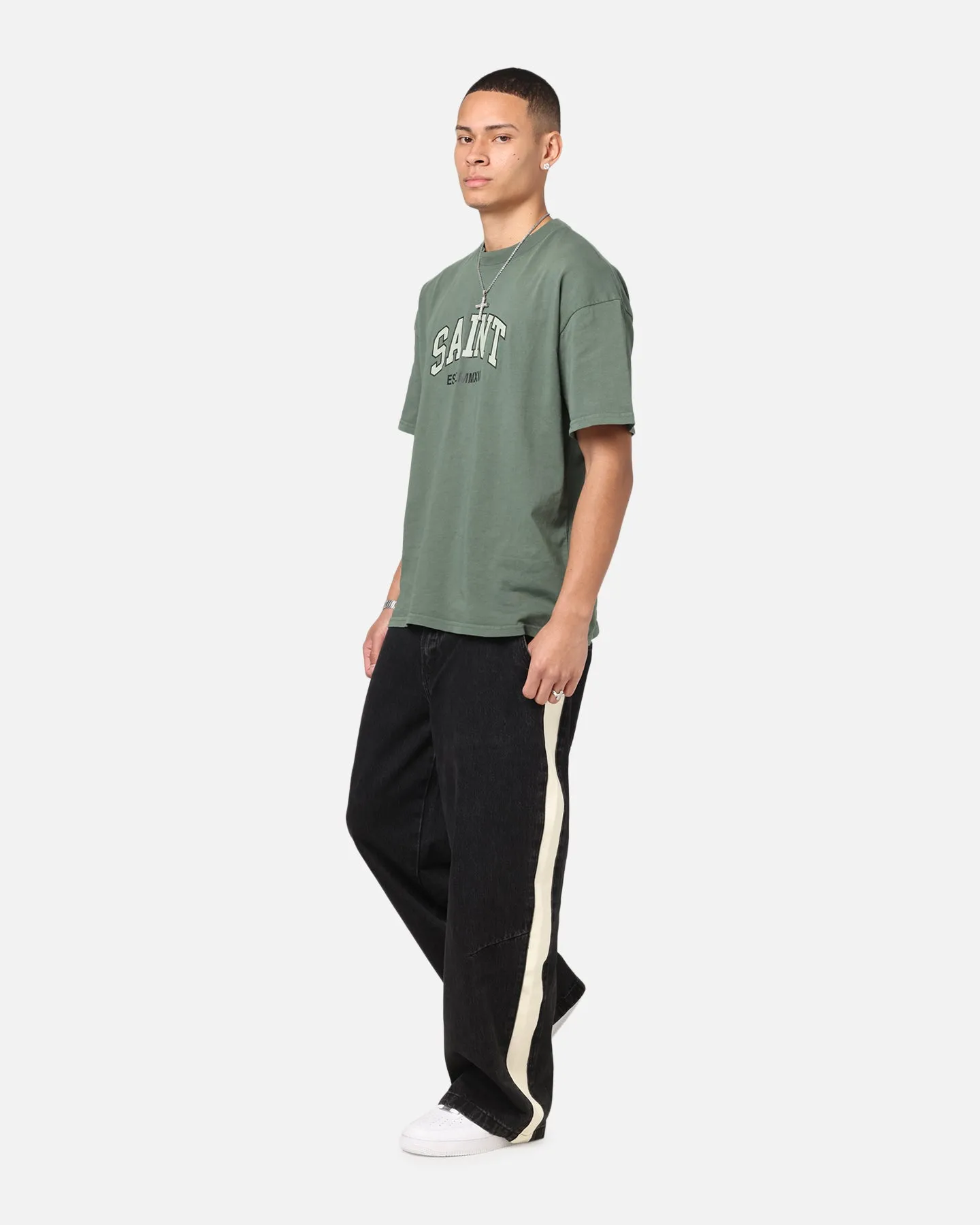 Saint Morta Amplus Sidewinder Jeans Black/Off White Double Stitched