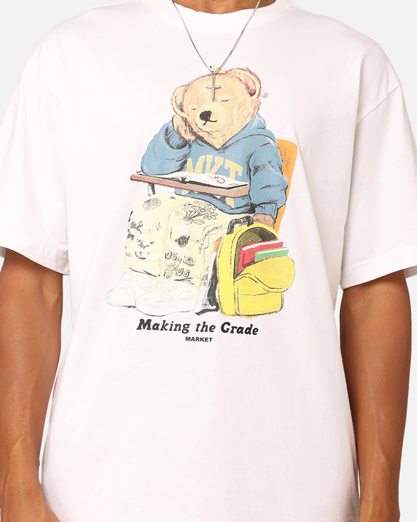 Market Making The Grade Bear T-Shirt White Recycled Polyester Thread Effortless Fashion