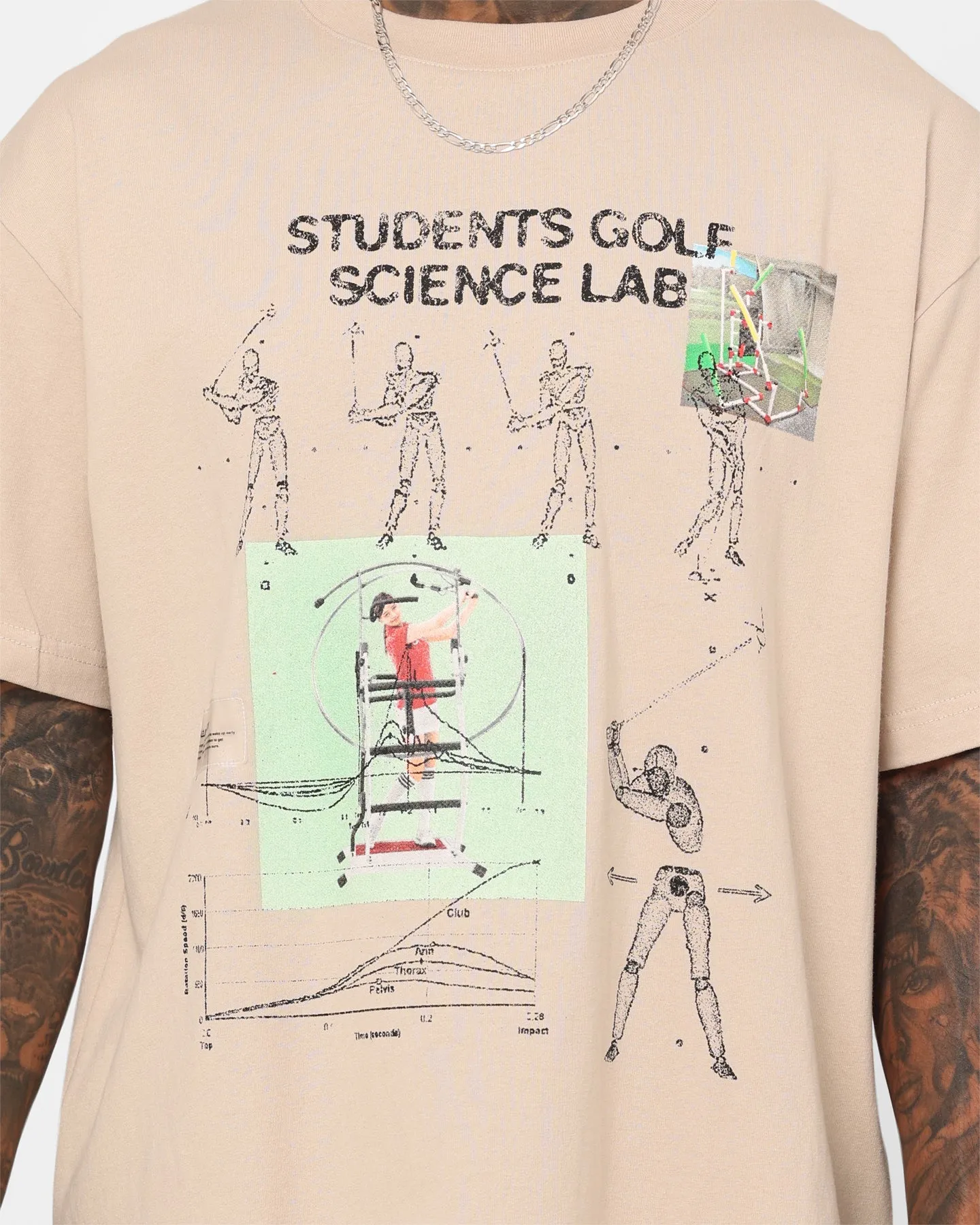 Students Golf Science Lab T-Shirt Sand Comfy Fit Wear Yarn Dyed Fabric