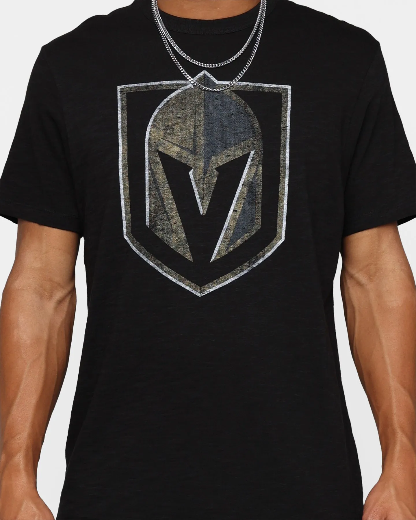 47 Brand Vegas Golden Knights Jet Black T-Shirt Black Fashionable Wear Boat neck style