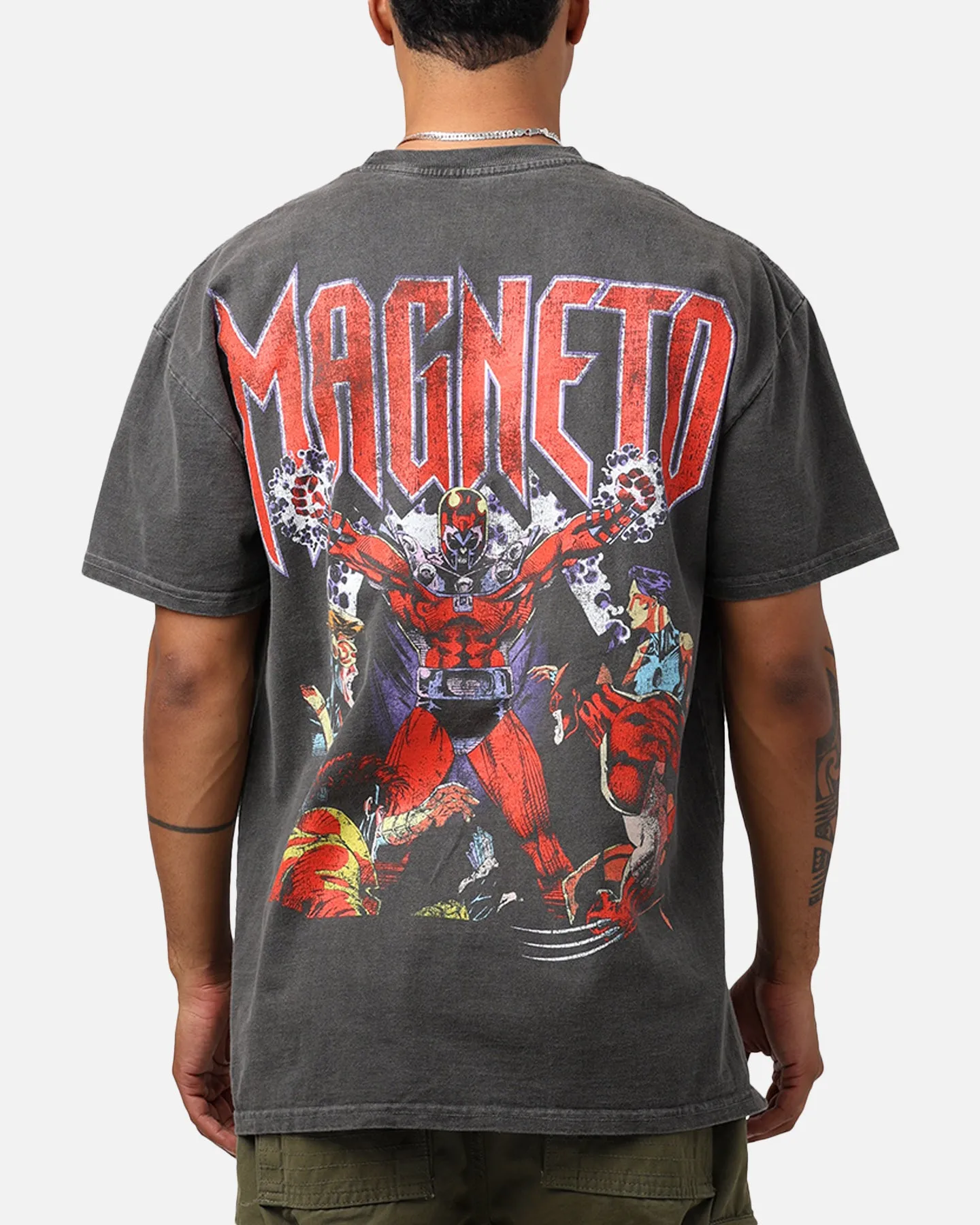 Animal Print Recycled Polyester Marvel X-Men Magneto Heavyweight T-Shirt Black Wash